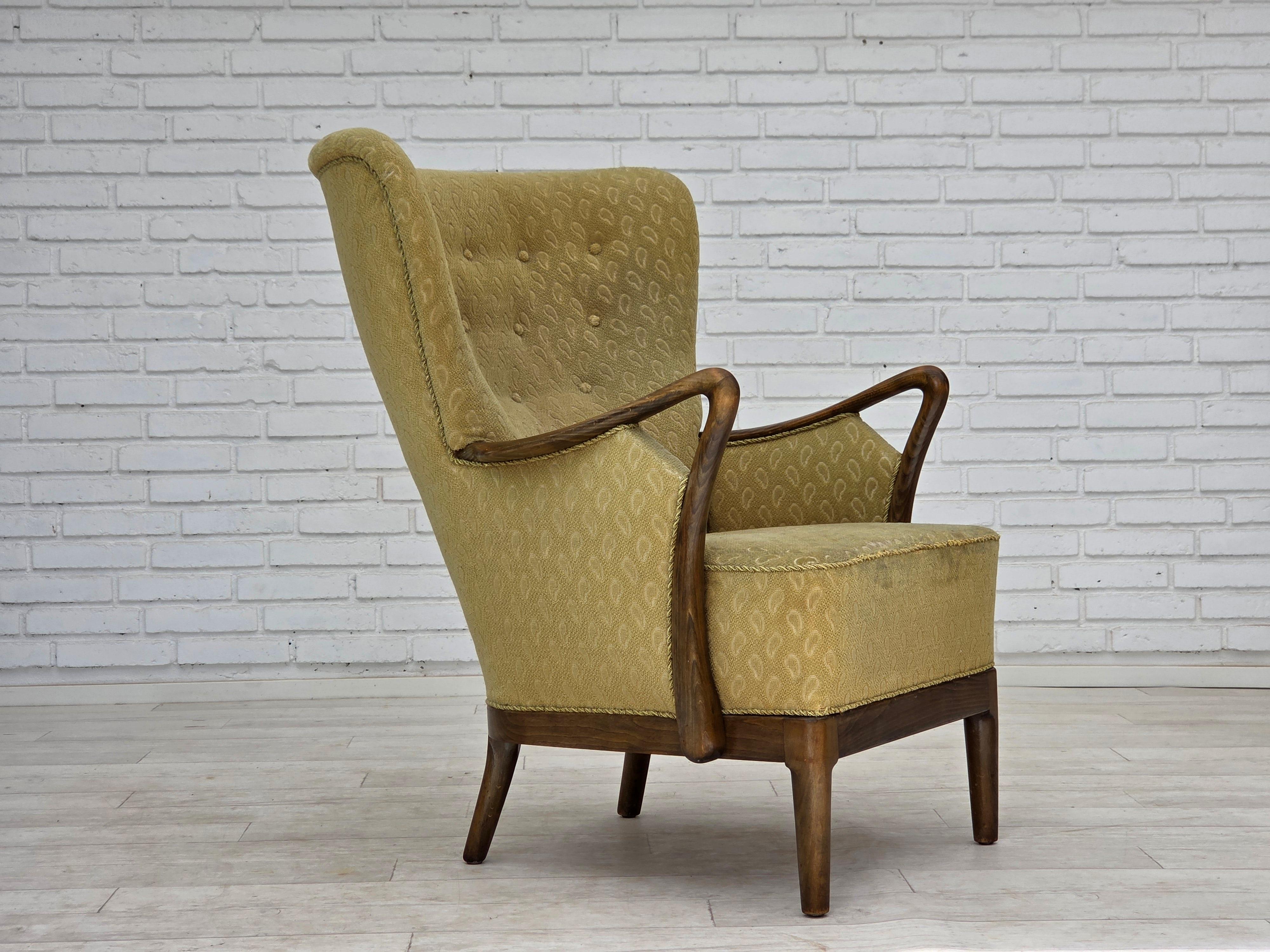 Danois 1960s, fauteuil danois par Slagelse Møbelværk, modèle 157, velours. en vente