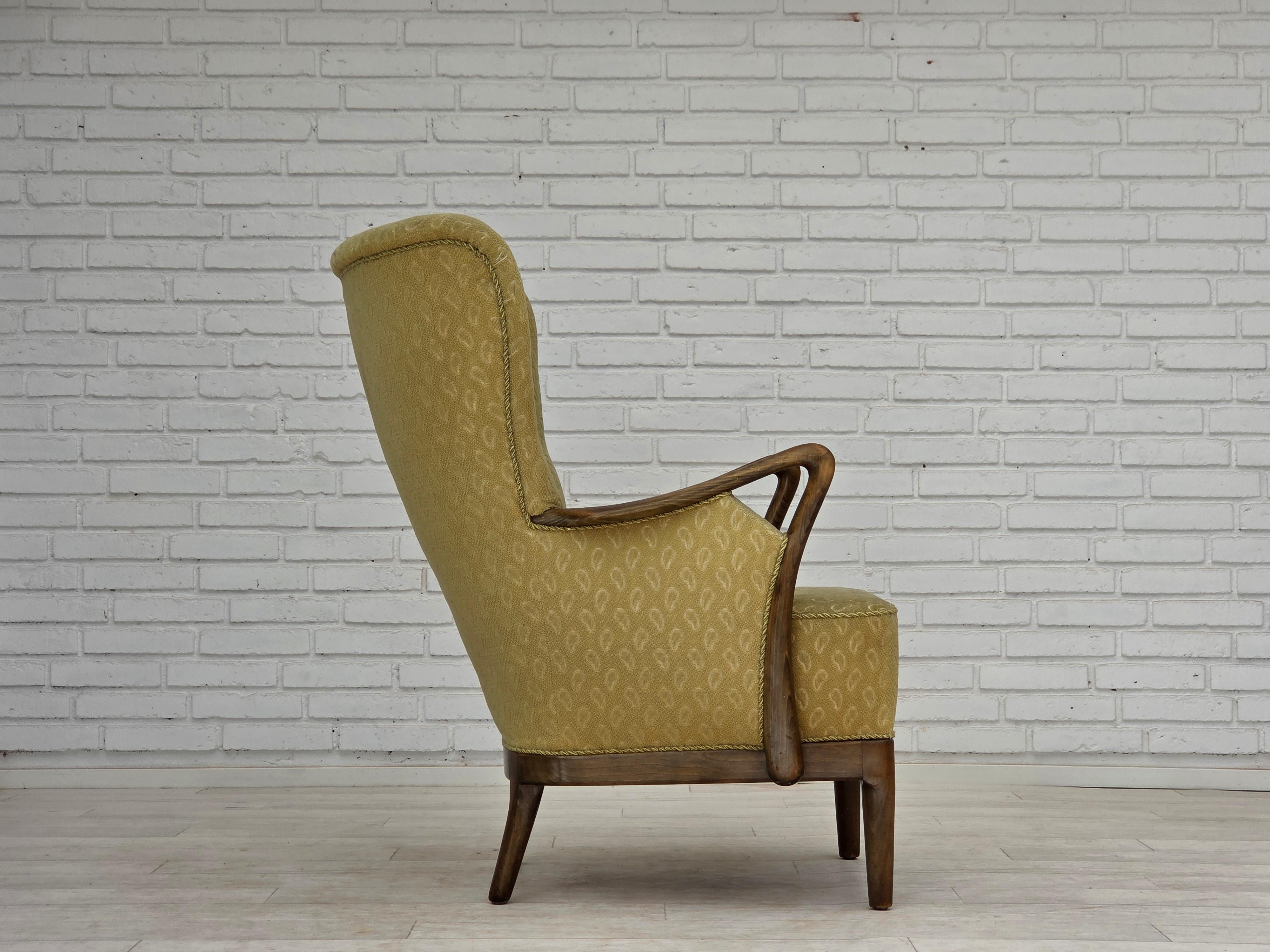 1960s, fauteuil danois par Slagelse Møbelværk, modèle 157, velours. Bon état - En vente à Tarm, 82