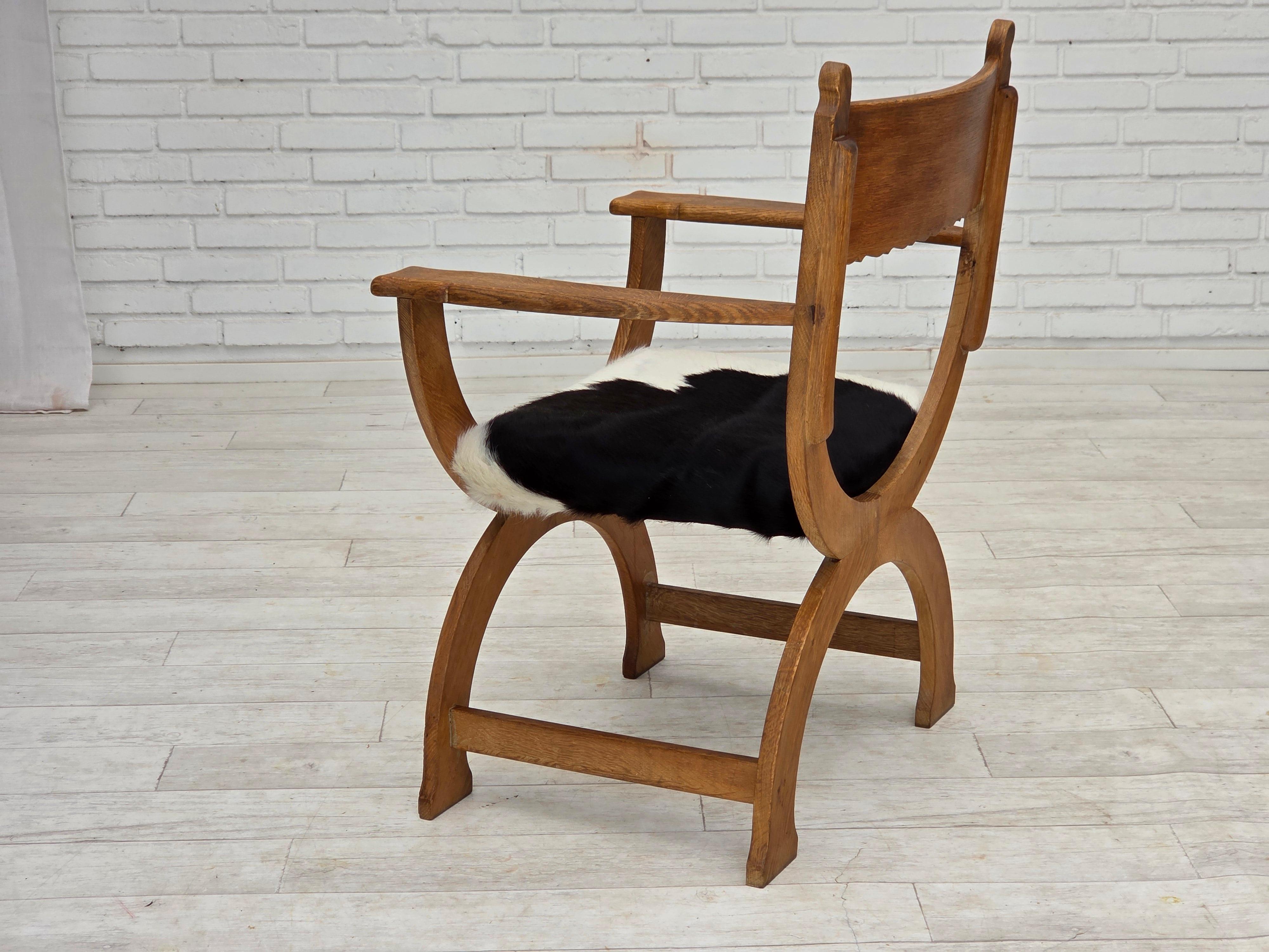 1960er Jahre, Dänischer Sessel, komplett neu gepolstert, Möbel aus Rindsleder, Eichenholz. im Angebot 8