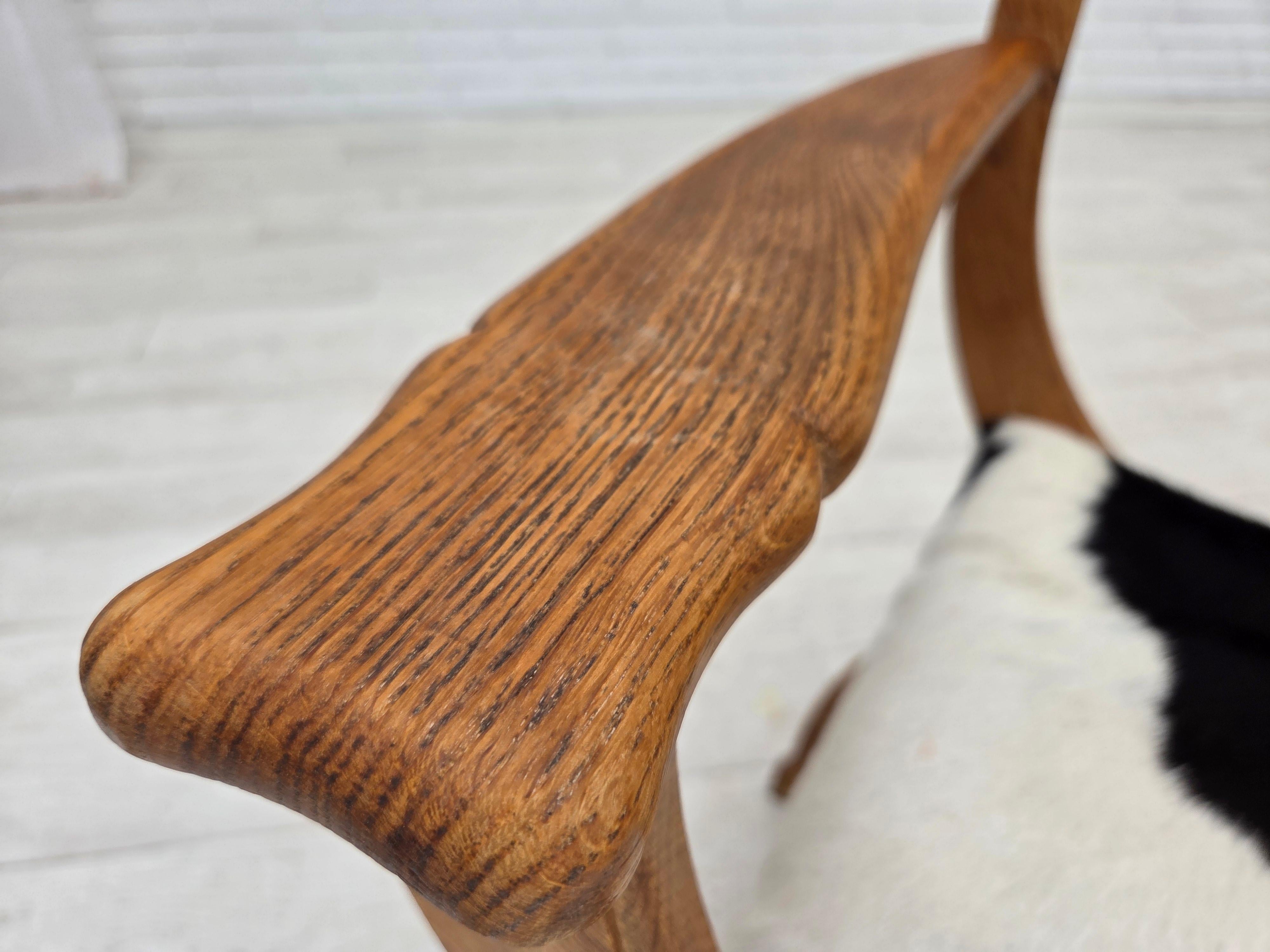 1960er Jahre, Dänischer Sessel, komplett neu gepolstert, Möbel aus Rindsleder, Eichenholz. im Angebot 10