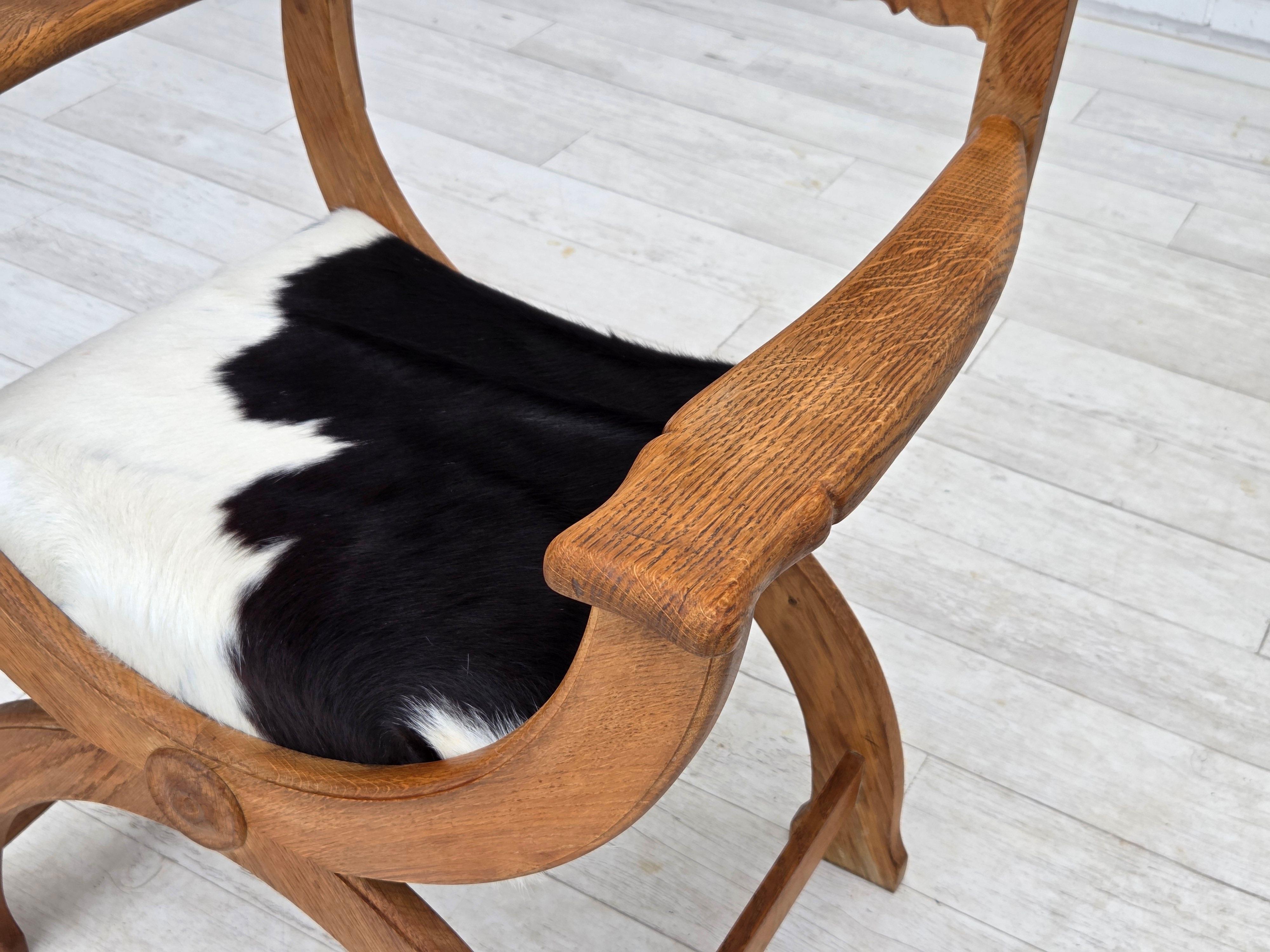 1960er Jahre, Dänischer Sessel, komplett neu gepolstert, Möbel aus Rindsleder, Eichenholz. im Zustand „Gut“ im Angebot in Tarm, 82