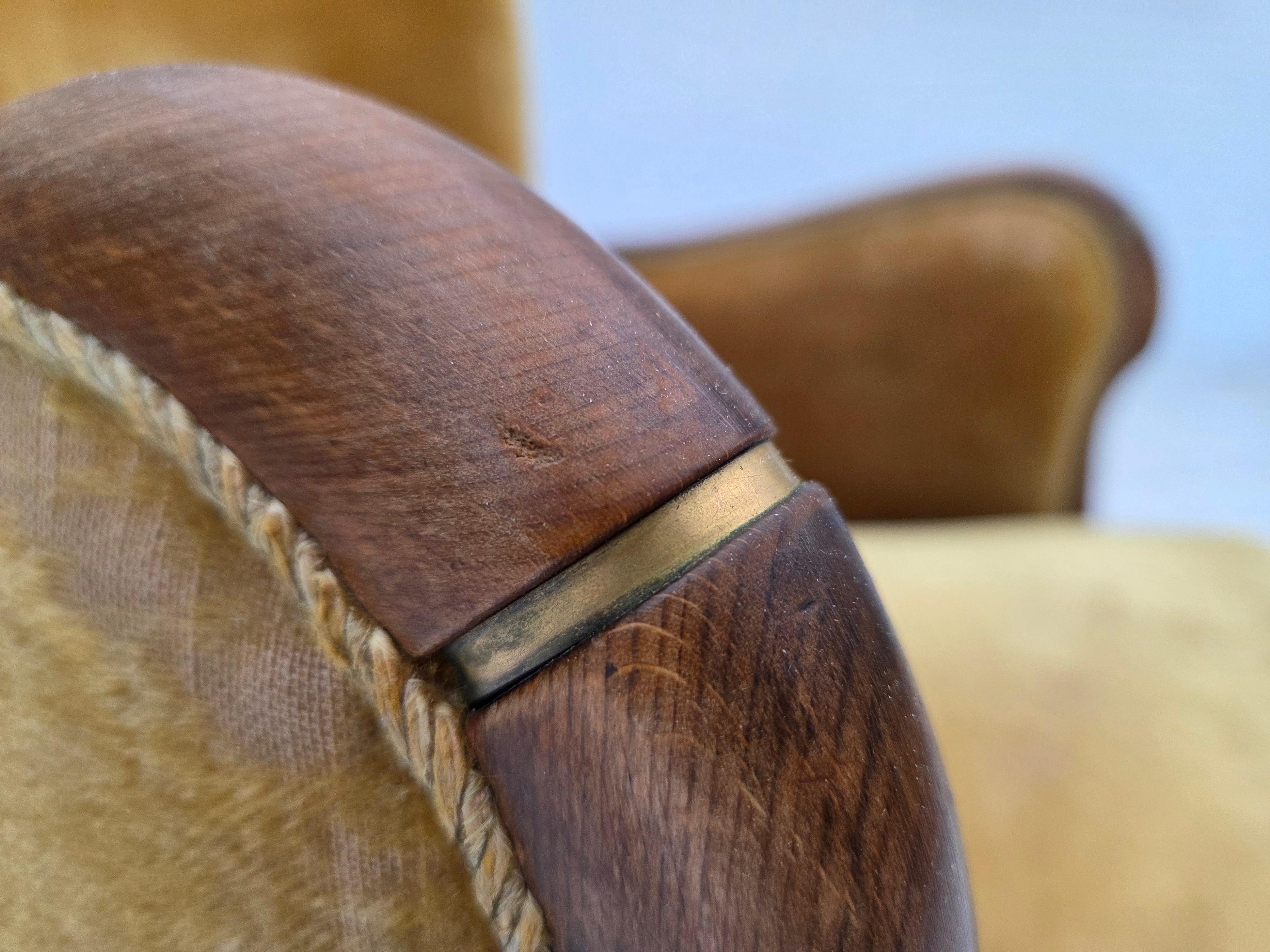 Mid-20th Century 1960s, Danish armchair, furniture velour, beech wood, original. For Sale