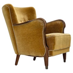 1960s, Danish armchair, furniture velour, beech wood, original.