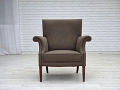 1960s, Danish armchair, furniture wool, ash wood legs.