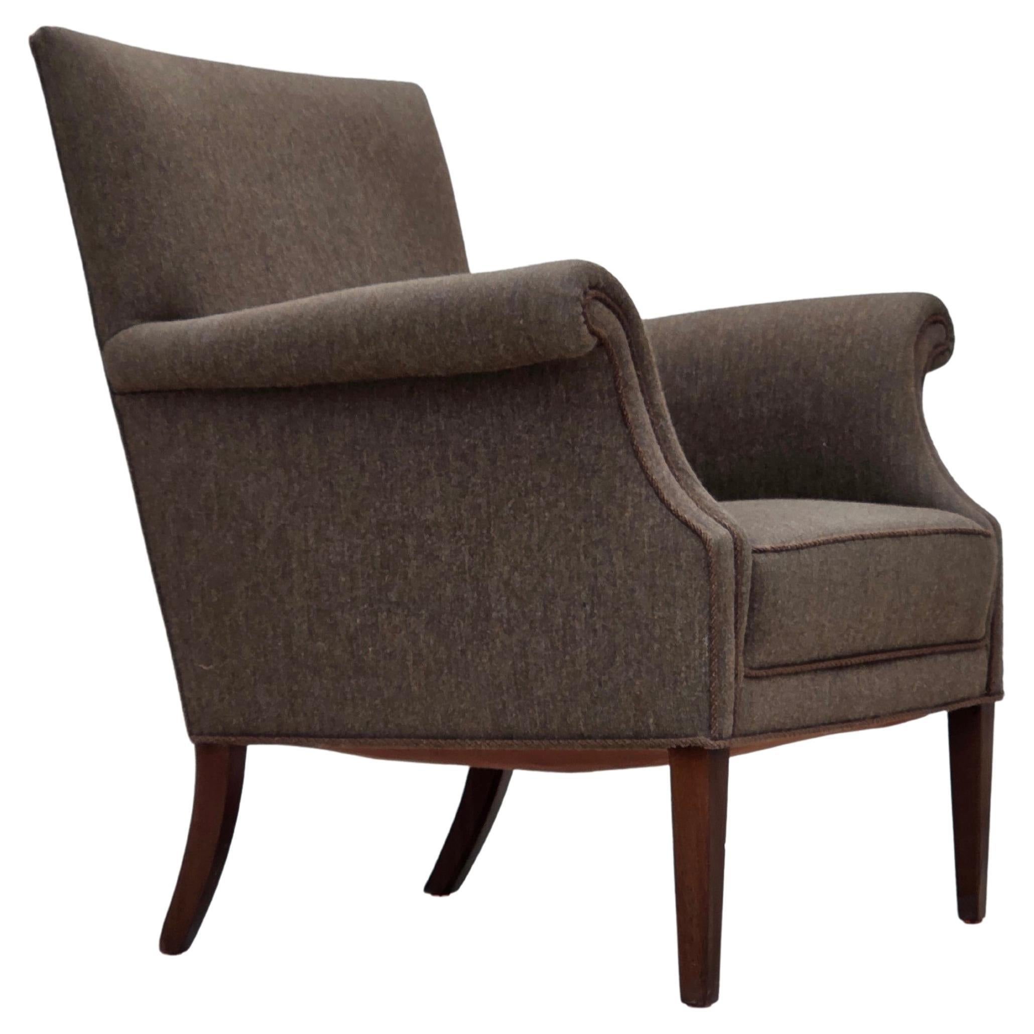1960s, Danish armchair, furniture wool, ash wood legs.