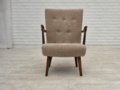 1960er Jahre, dänischer Sessel, Möbelwolle, Beeche.