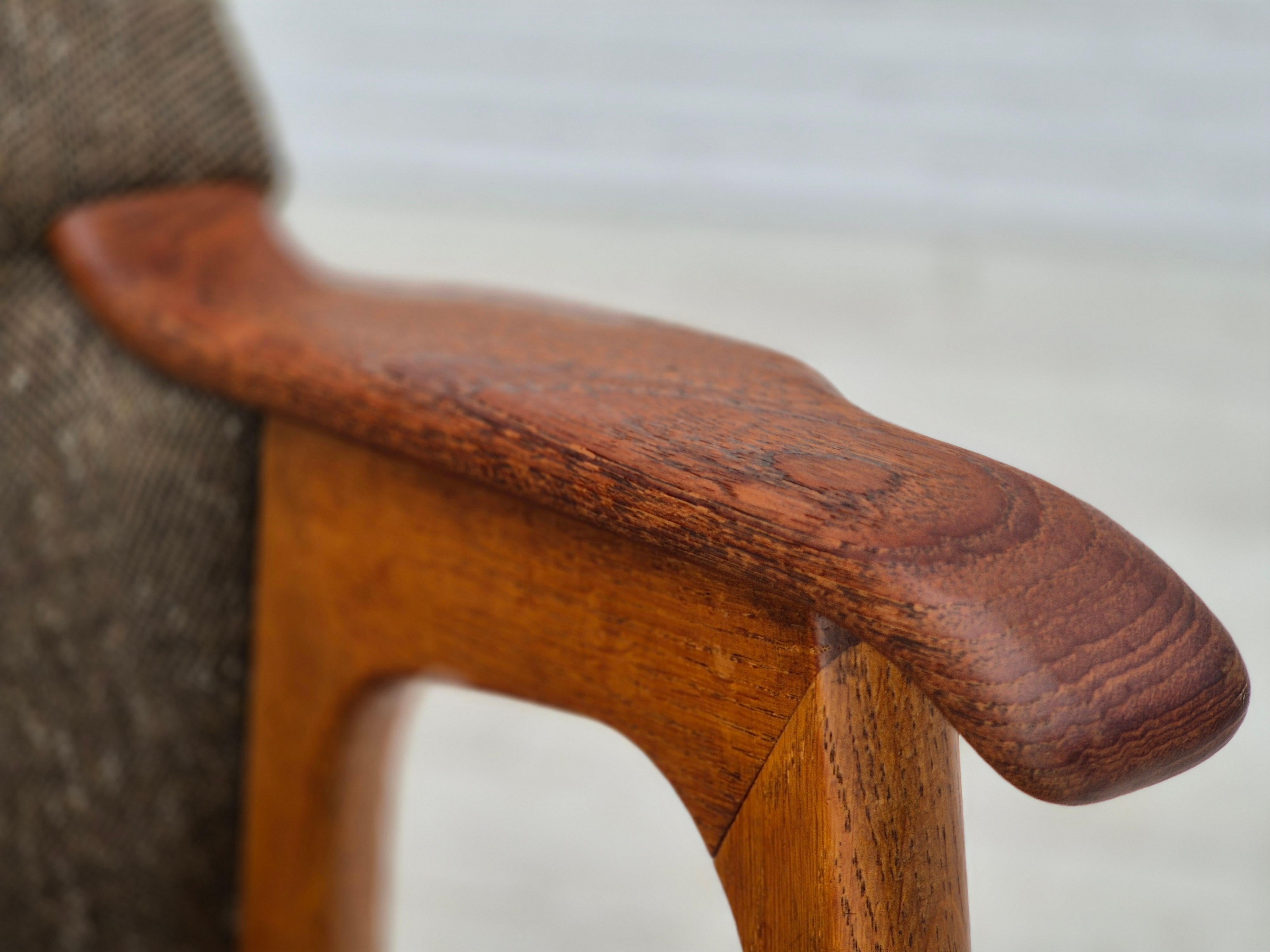 Fauteuil danois des années 1960, tissu laine/cotton, bois de teck. en vente 12