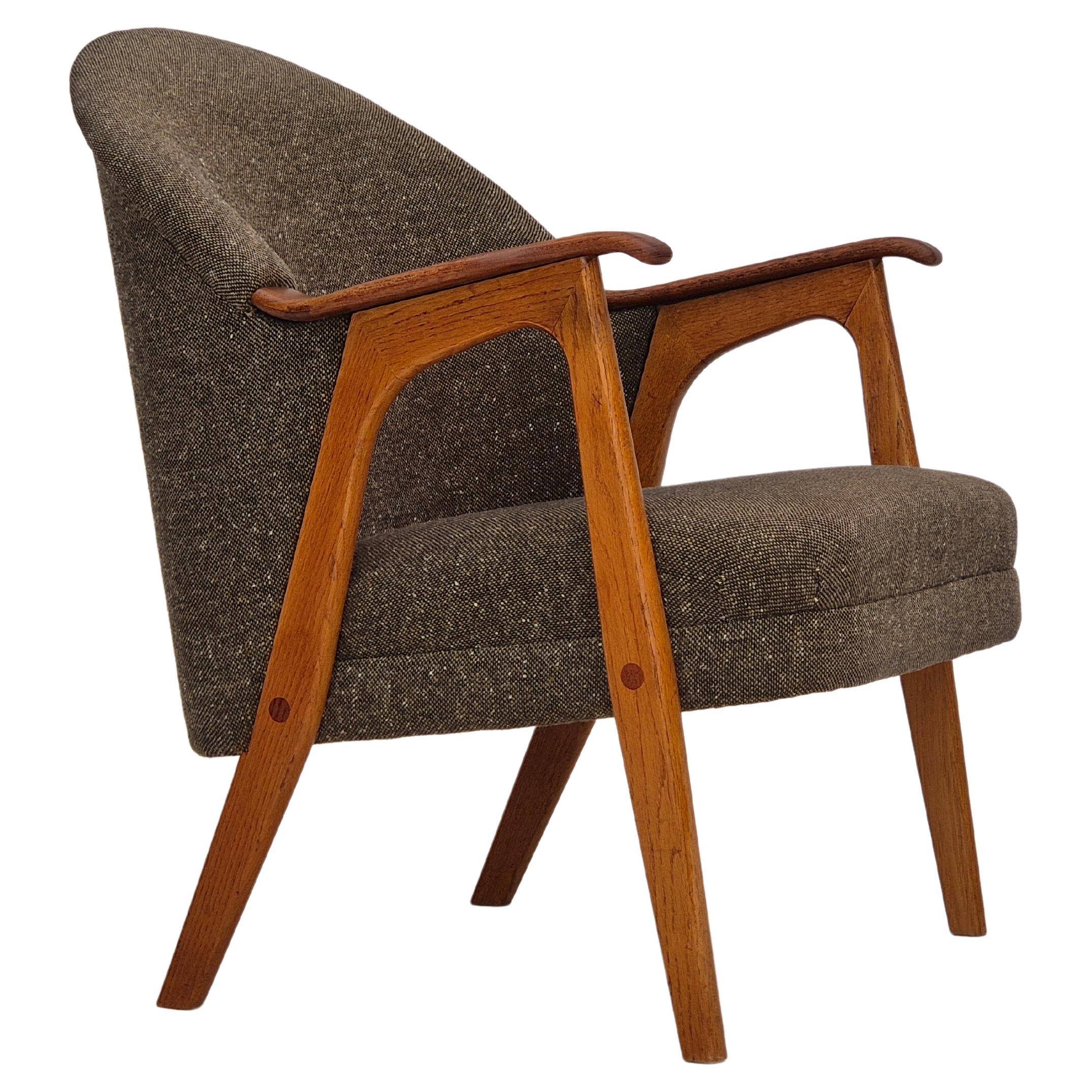 1960s, Danish armchair, furniture wool/cotton fabric, teak wood.