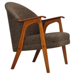 1960s, Danish armchair, furniture wool/cotton fabric, teak wood.
