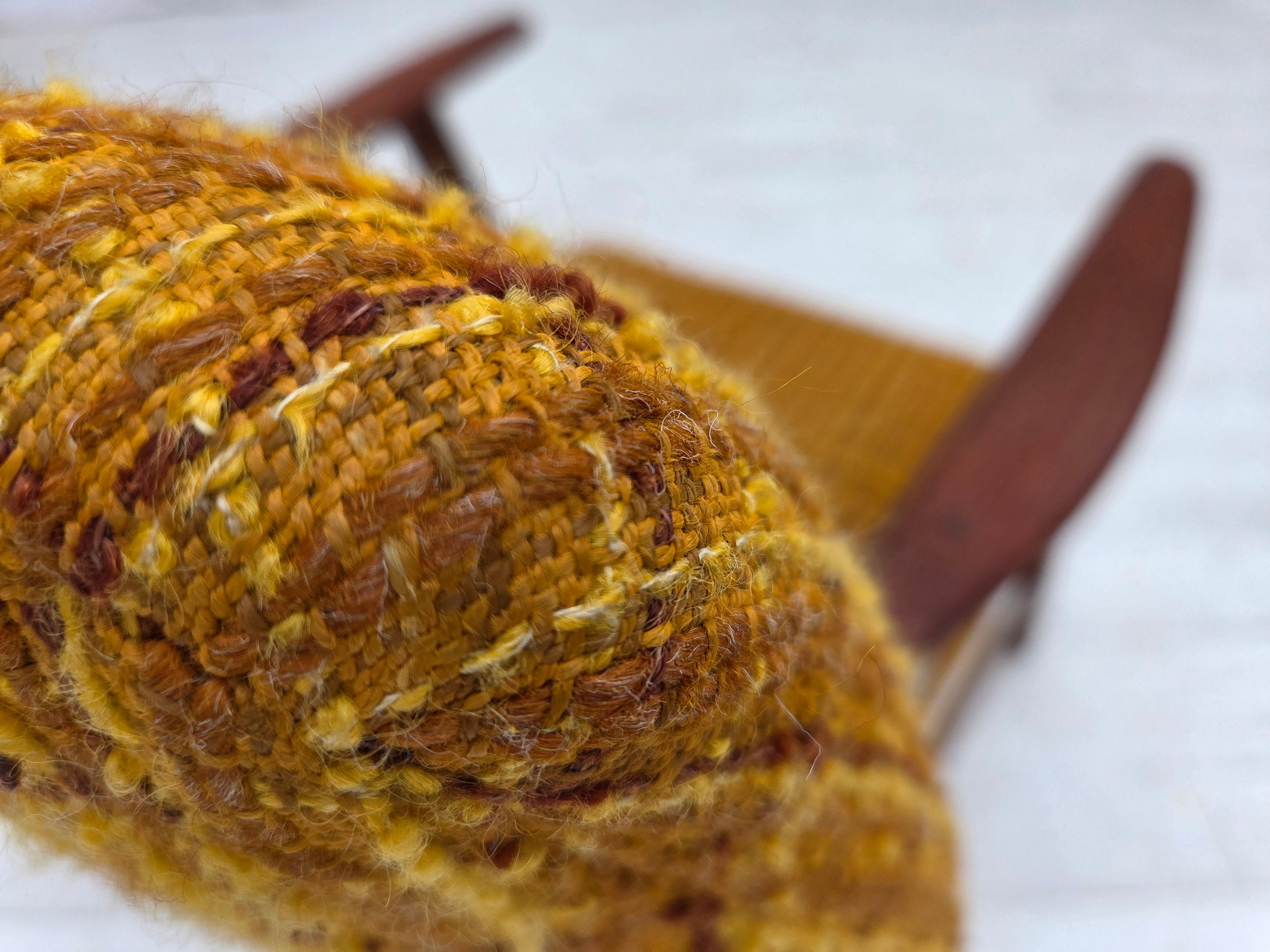1960s, Danish armchair, furniture wool fabric, teak wood, oak wood. For Sale 8