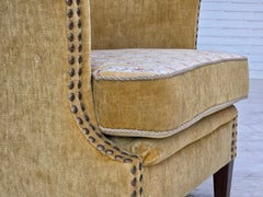 1960s, Danish armchair, honey-yellow furniture velour, original condition.