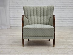 1960s, Danish armchair, light blue furniture fabric, beech wood.