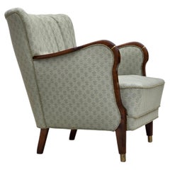 1960s, Danish armchair, light blue furniture fabric, beech wood.