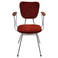 1960s, Danish armchair, original condition, teak wood armrests, chrome steel.