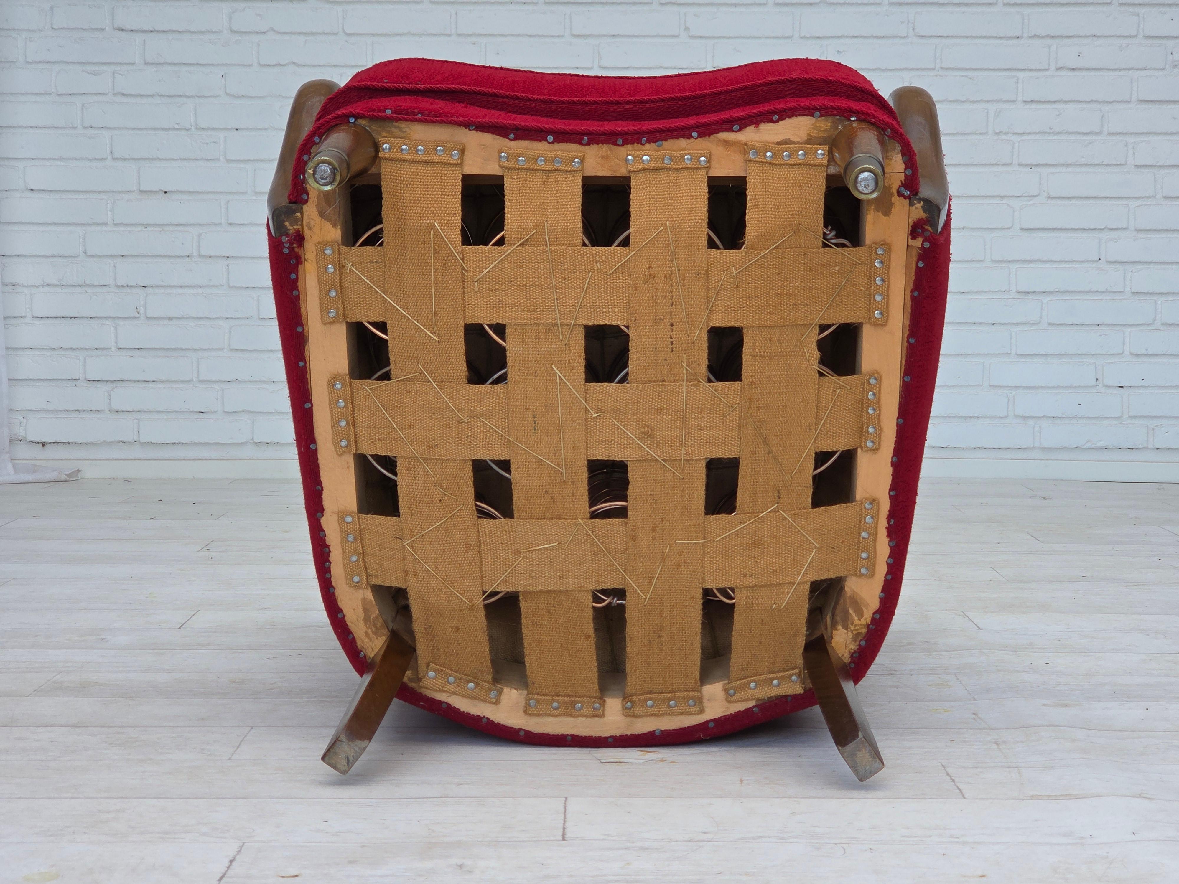 Años 60, sillón danés, estado original, tejido de lana, patas de madera de haya. en venta 10