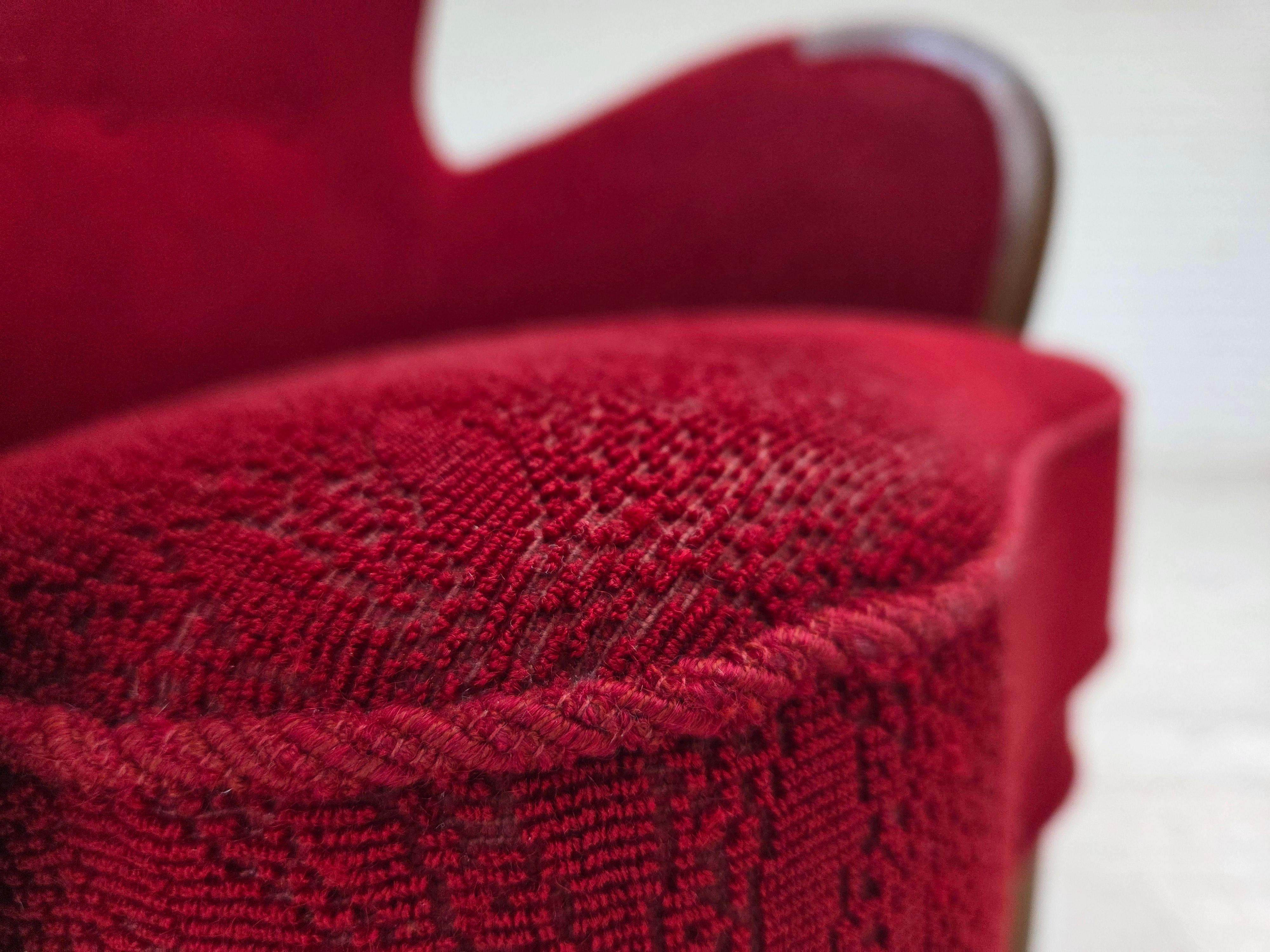 Años 60, sillón danés, estado original, tejido de lana, patas de madera de haya. mediados del siglo XX en venta