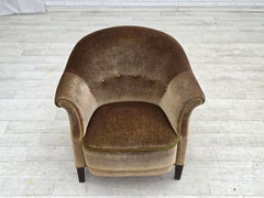1960s, Danish armchair, original green furniture velour.