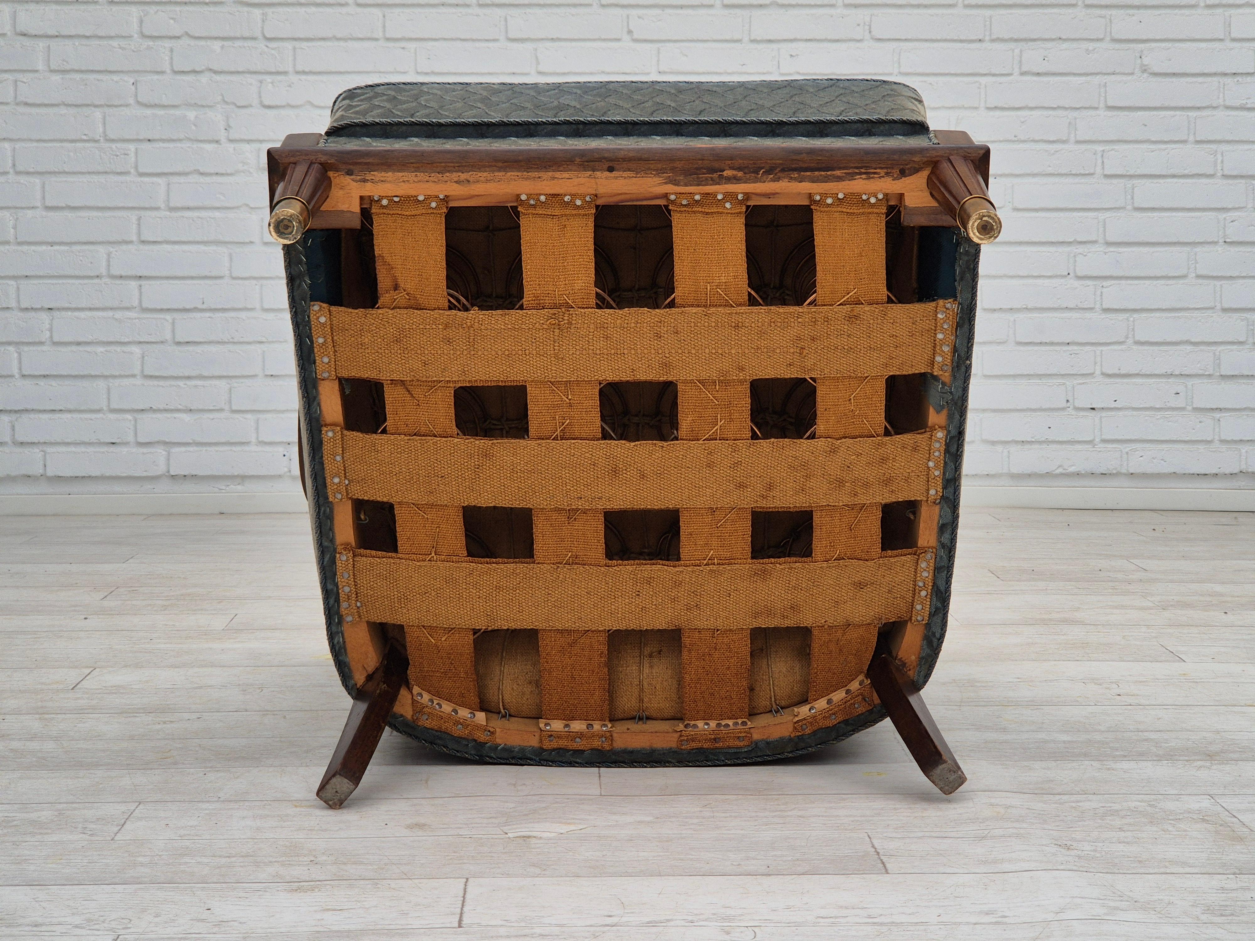 Fauteuil danois des années 1960, très bon état d'origine, velours de meuble, hêtre. en vente 4
