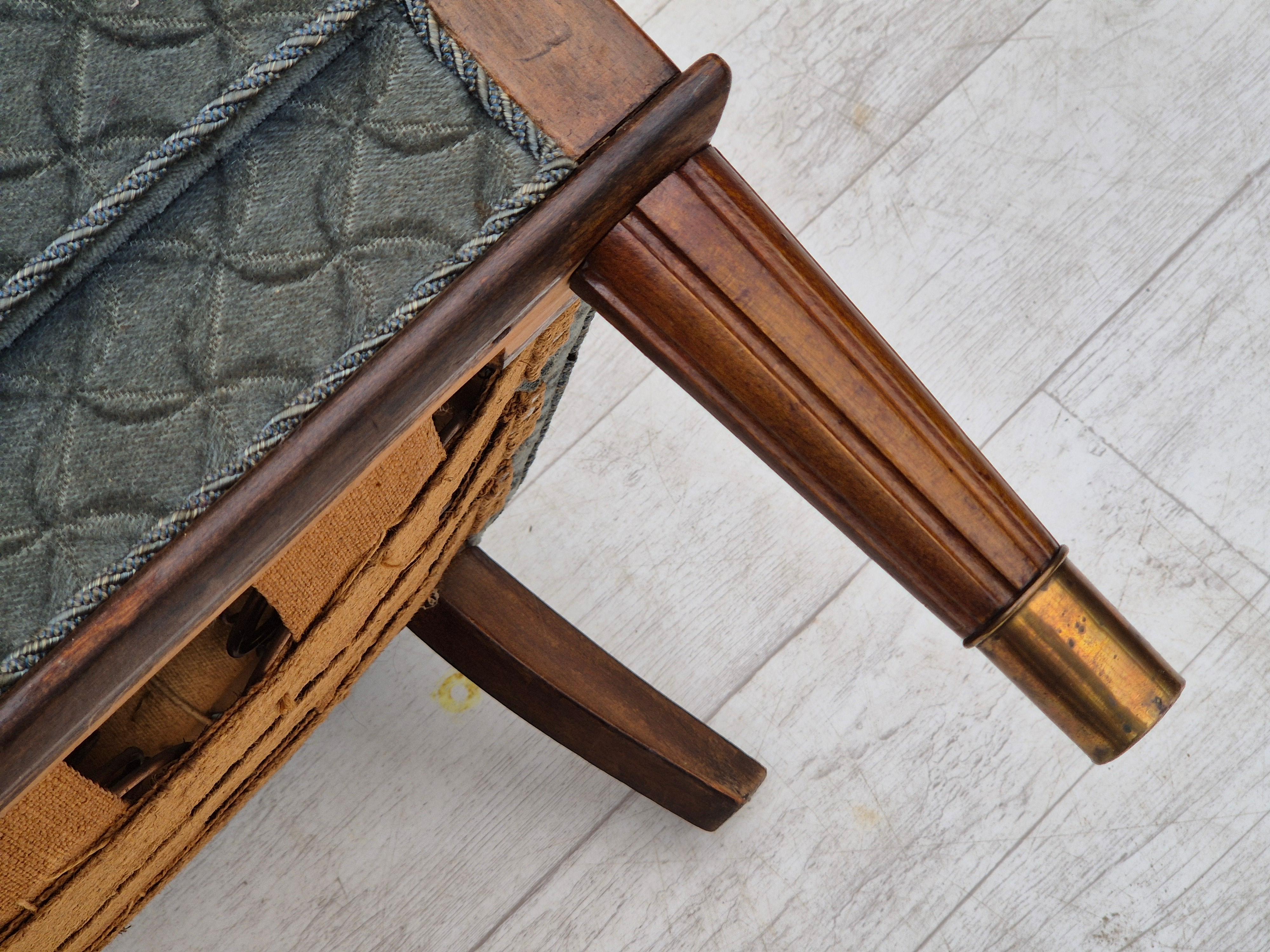 Fauteuil danois des années 1960, très bon état d'origine, velours de meuble, hêtre. en vente 5