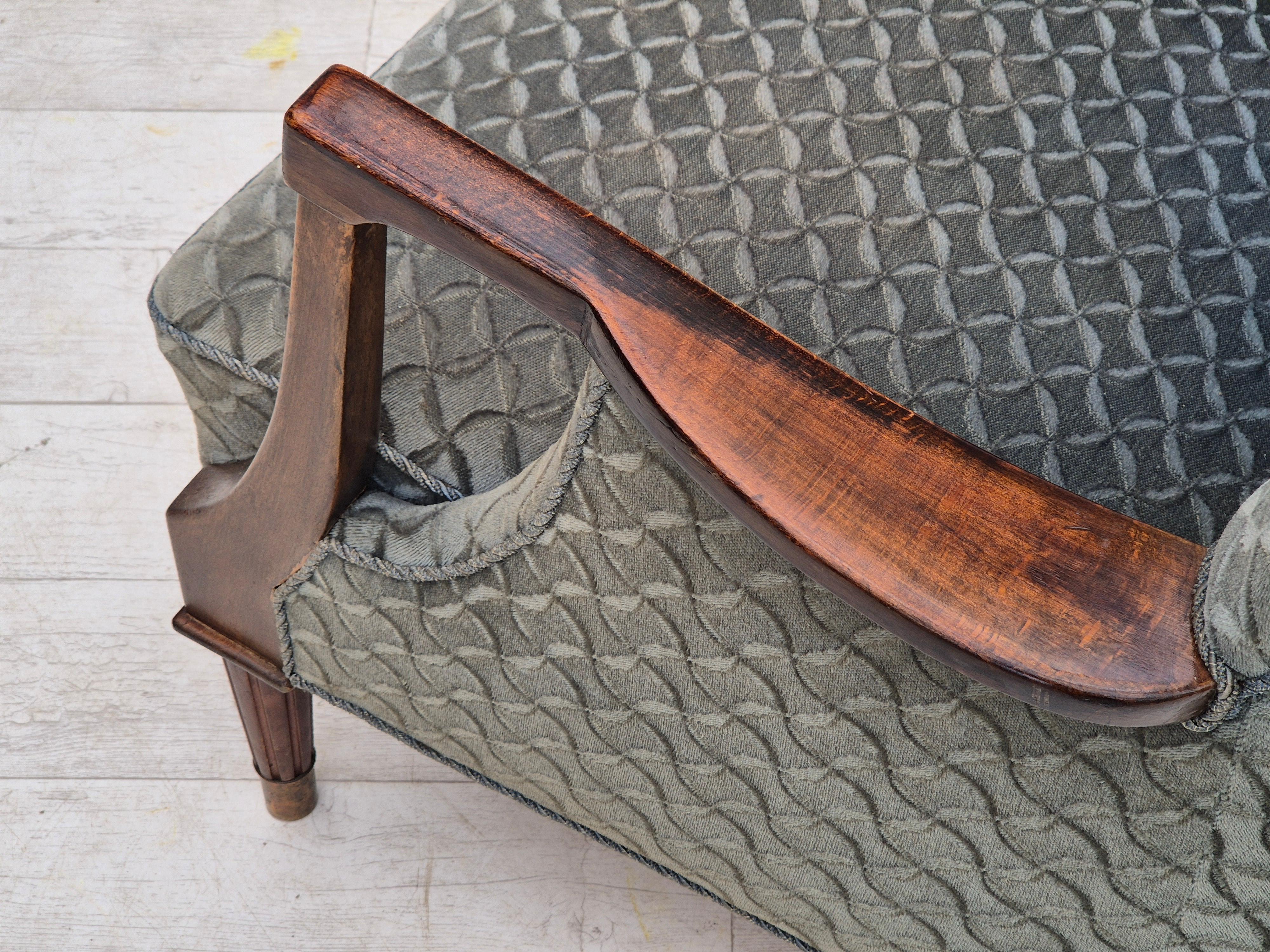 Fauteuil danois des années 1960, très bon état d'origine, velours de meuble, hêtre. en vente 12