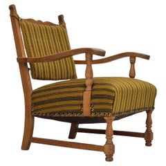 1960s, Danish armchair, original very good condition, furniture wool, solid oak.