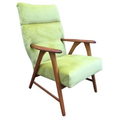 1960s Danish Armchair Teak Arms Vintage Lounge Chair Yellow