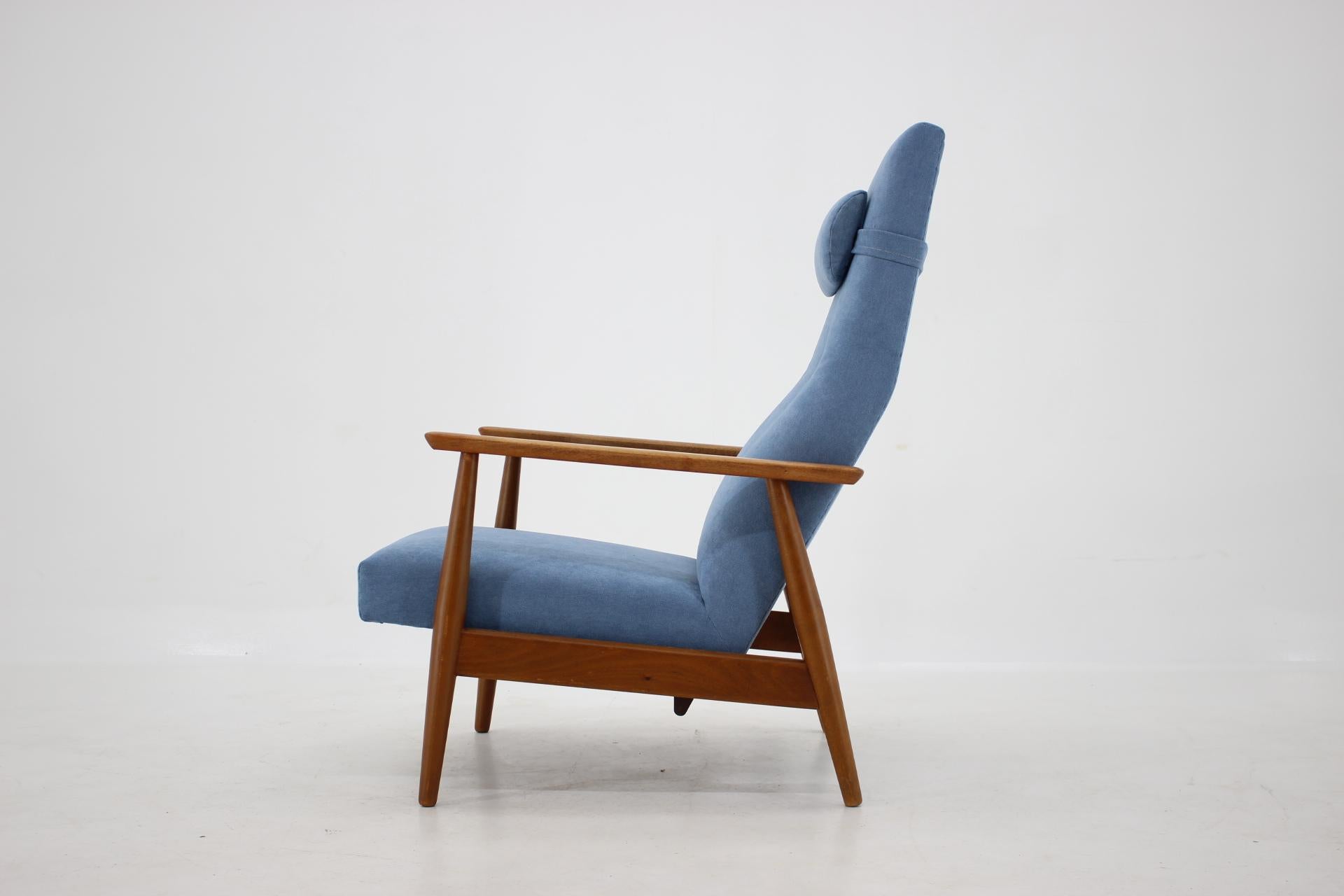 Mid-Century Modern 1960s Danish Beech Reclining Easy Chair