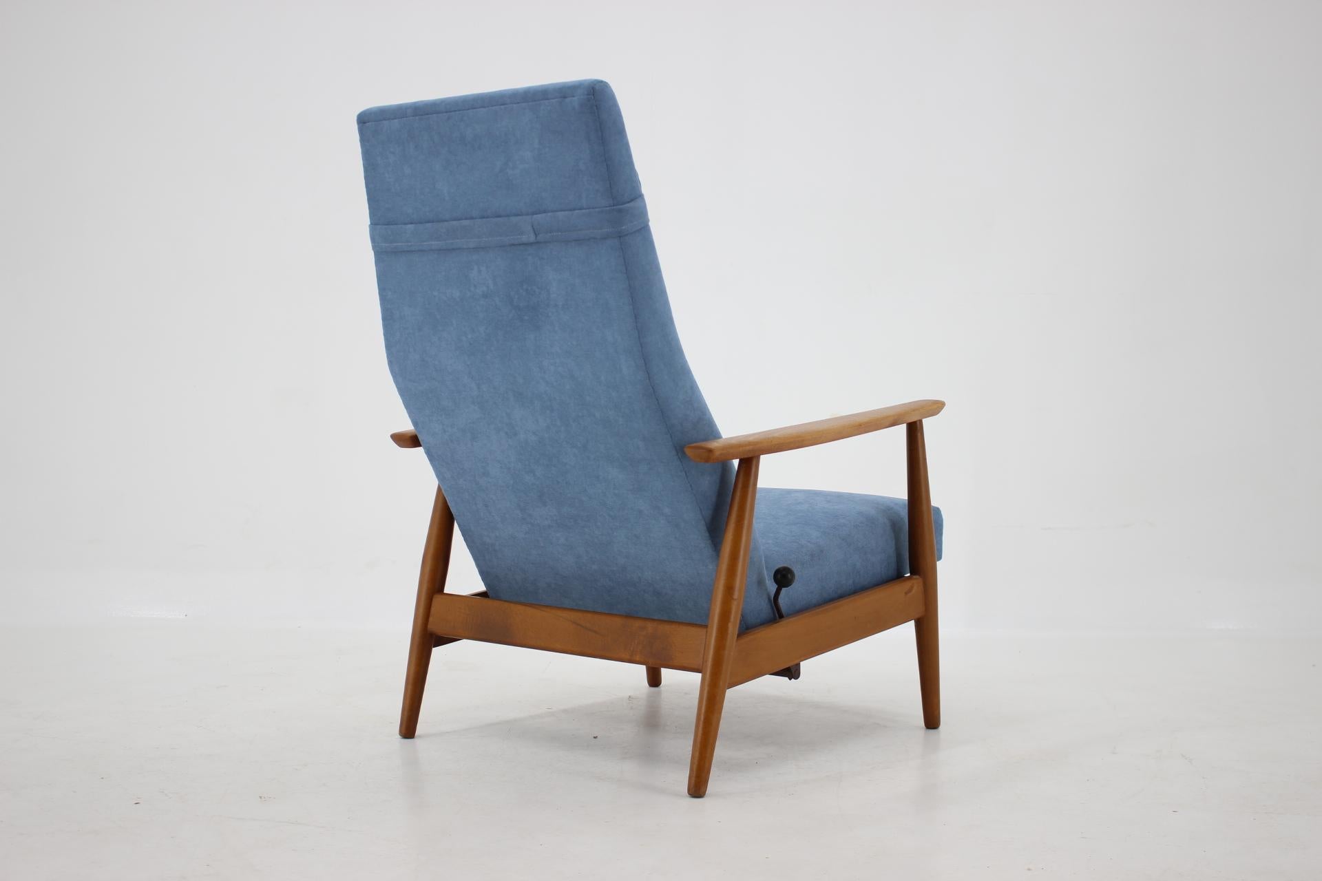 Mid-20th Century 1960s Danish Beech Reclining Easy Chair