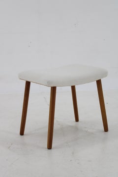 1960s Danish Beech Stool with Fabric