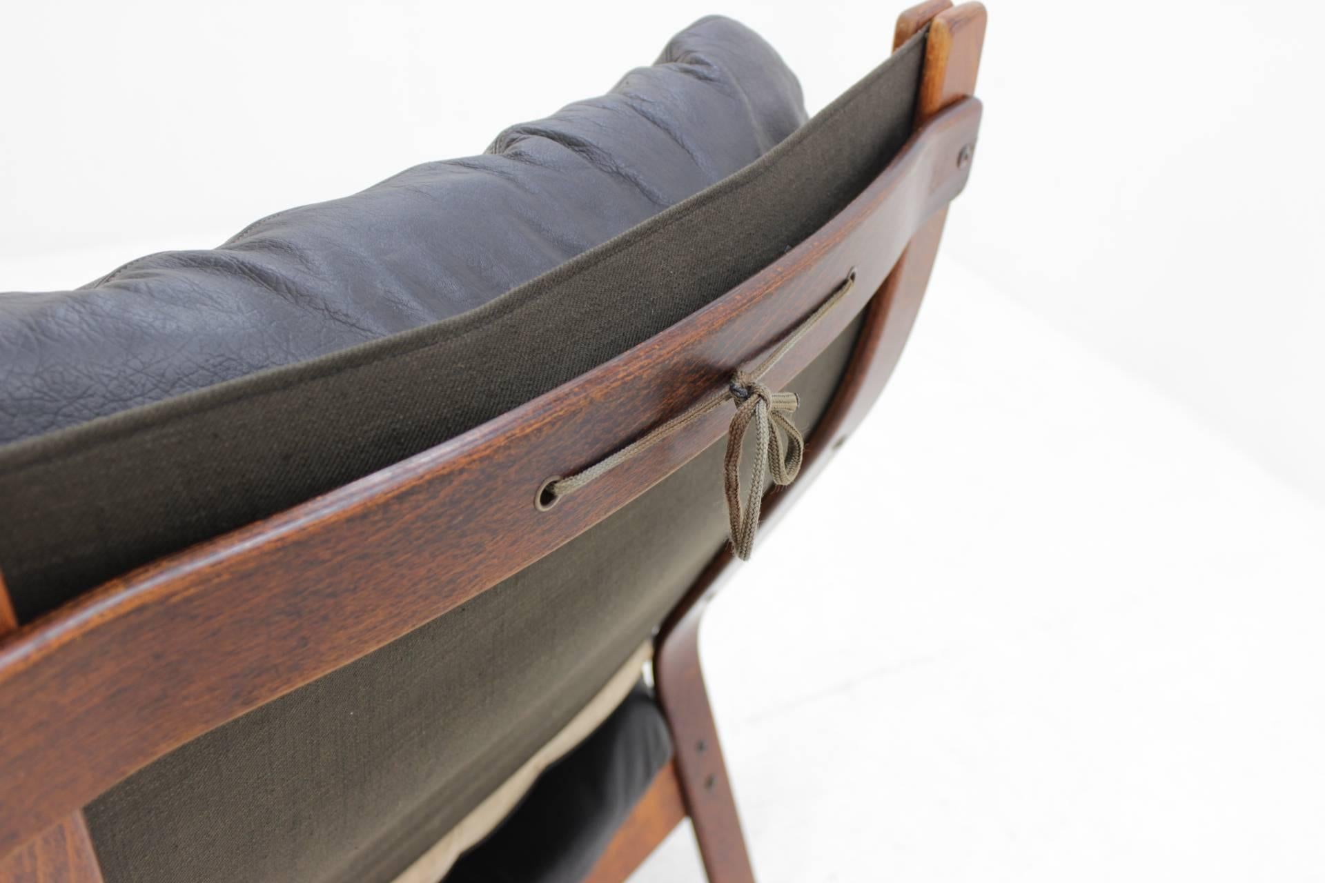 1960s Danish Bentwood Leather Lounge Chair 4