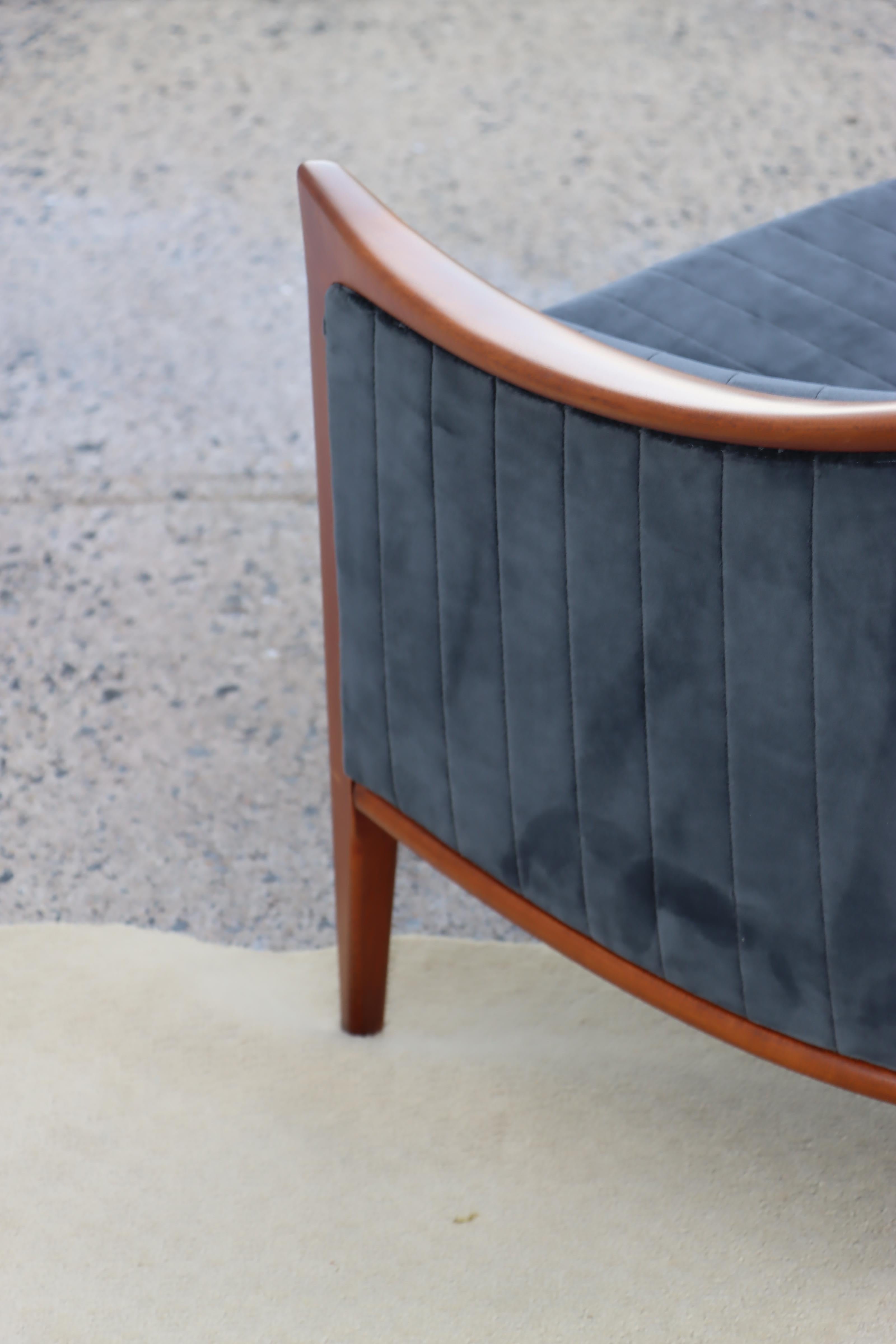 1960's Danish Bertil Fridhagen Teak Sofa In Velvet Upholstery For Sale 6