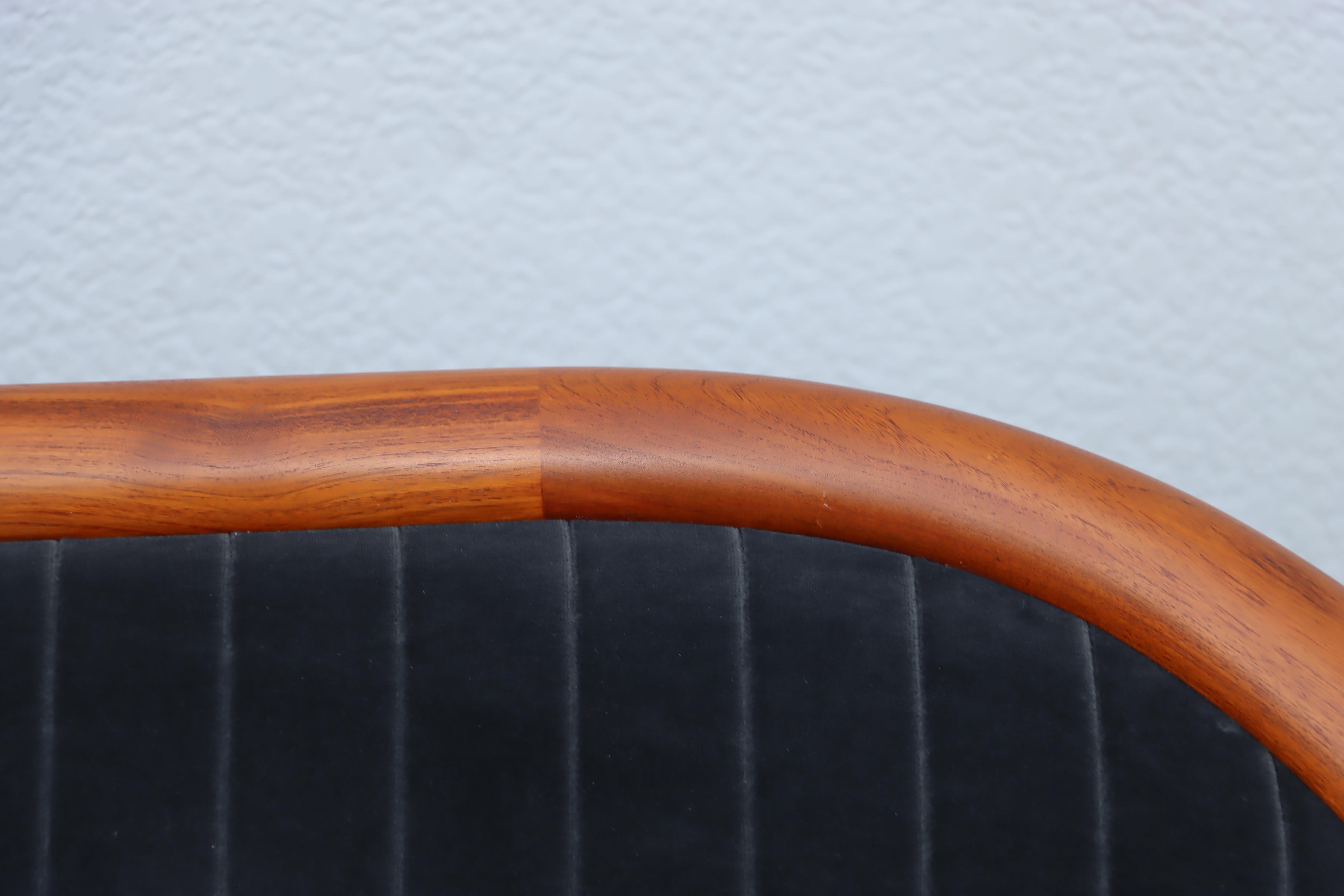 1960's Danish Bertil Fridhagen Teak Sofa In Velvet Upholstery For Sale 7