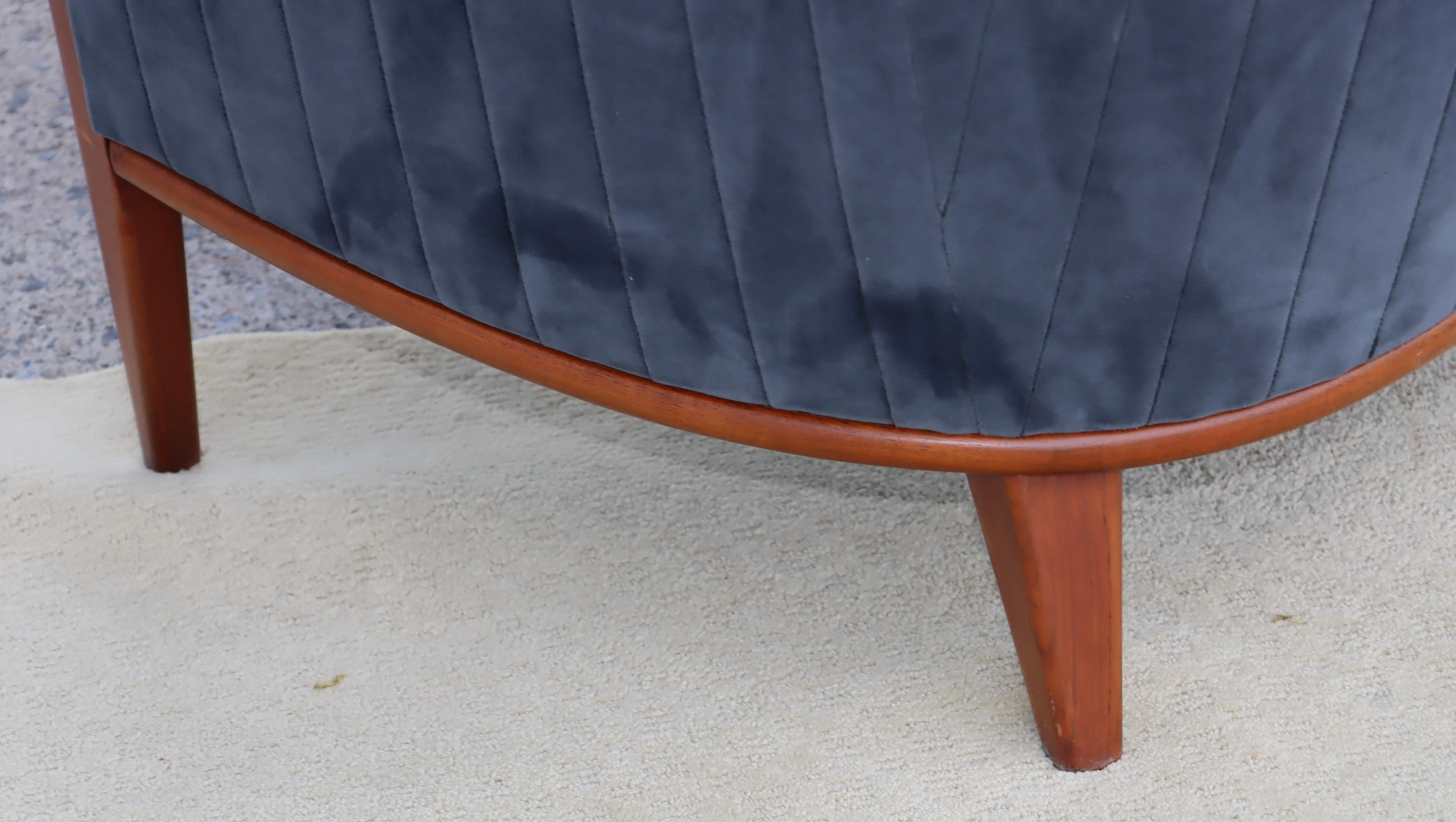 1960's Danish Bertil Fridhagen Teak Sofa In Velvet Upholstery For Sale 8