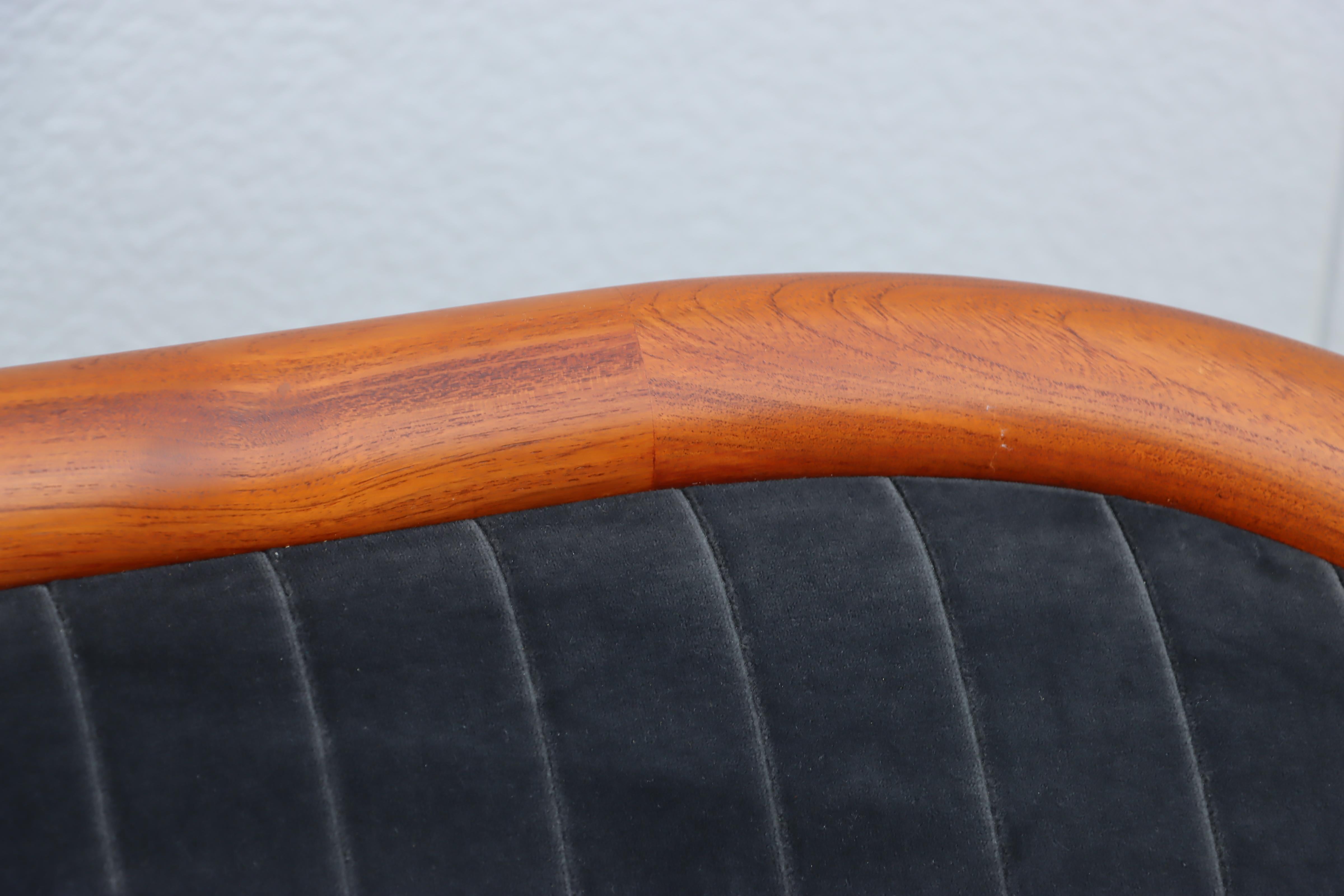 1960's Danish Bertil Fridhagen Teak Sofa In Velvet Upholstery For Sale 11