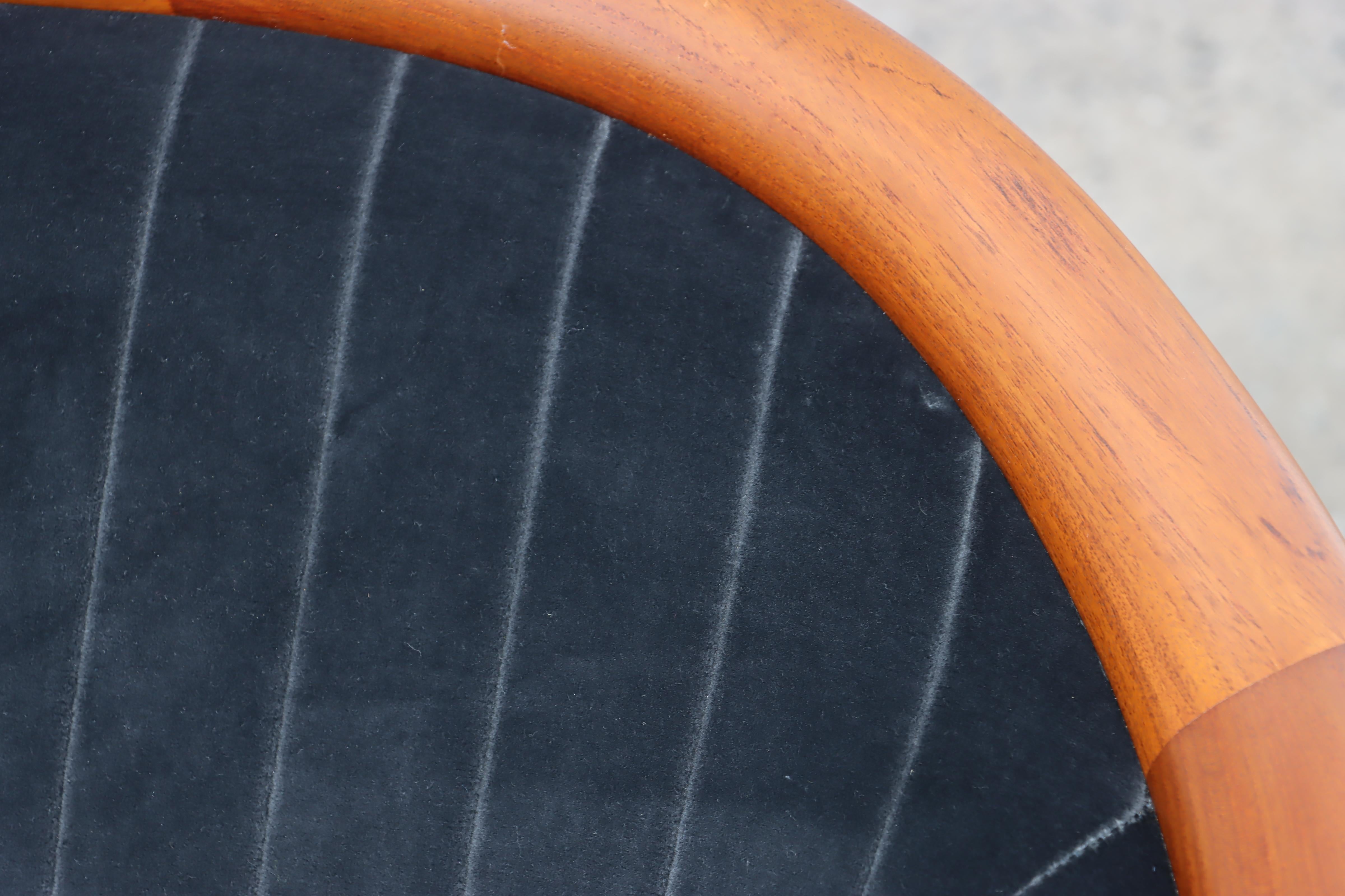1960's Danish Bertil Fridhagen Teak Sofa In Velvet Upholstery For Sale 13