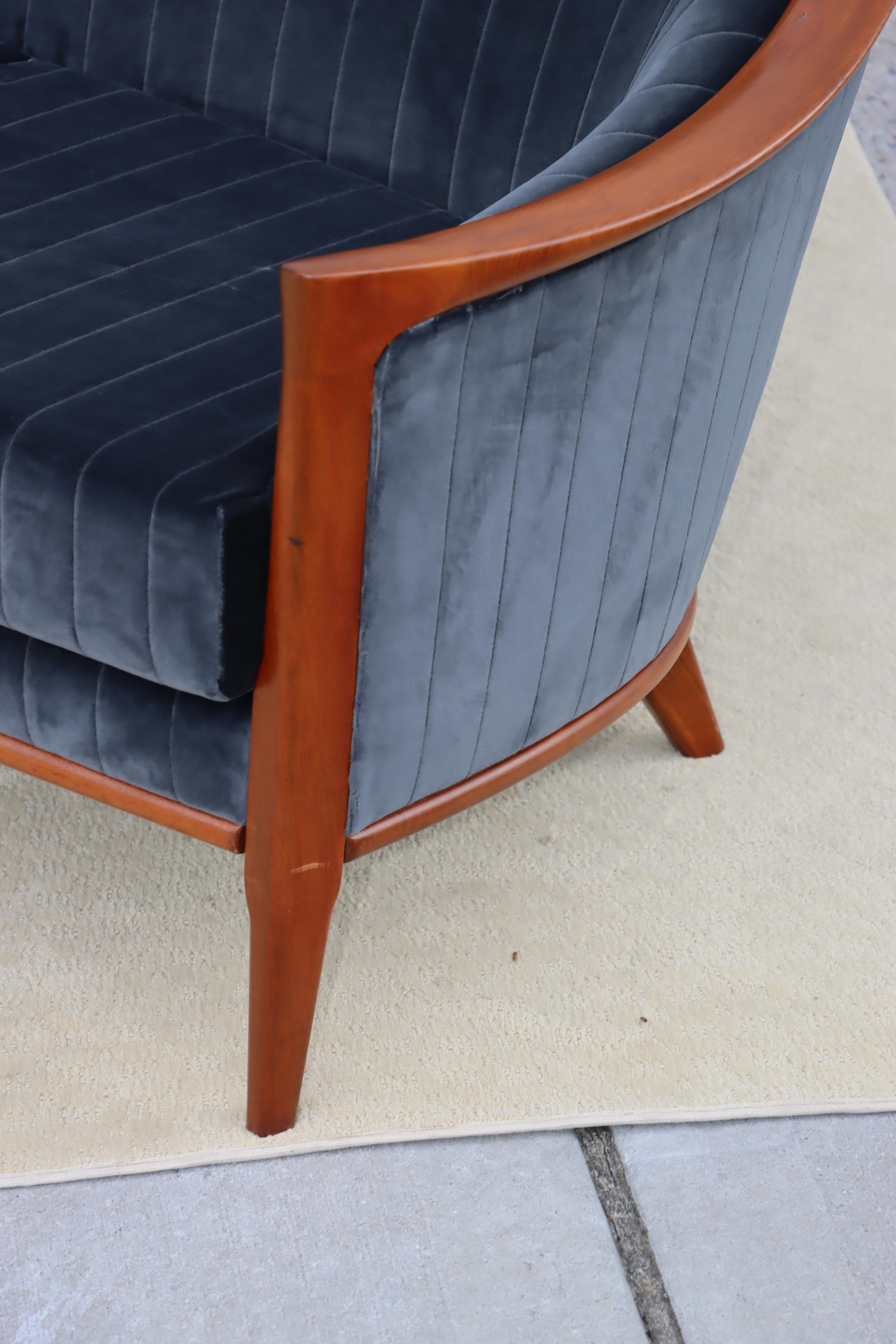 1960's Danish Bertil Fridhagen Teak Sofa In Velvet Upholstery For Sale 14