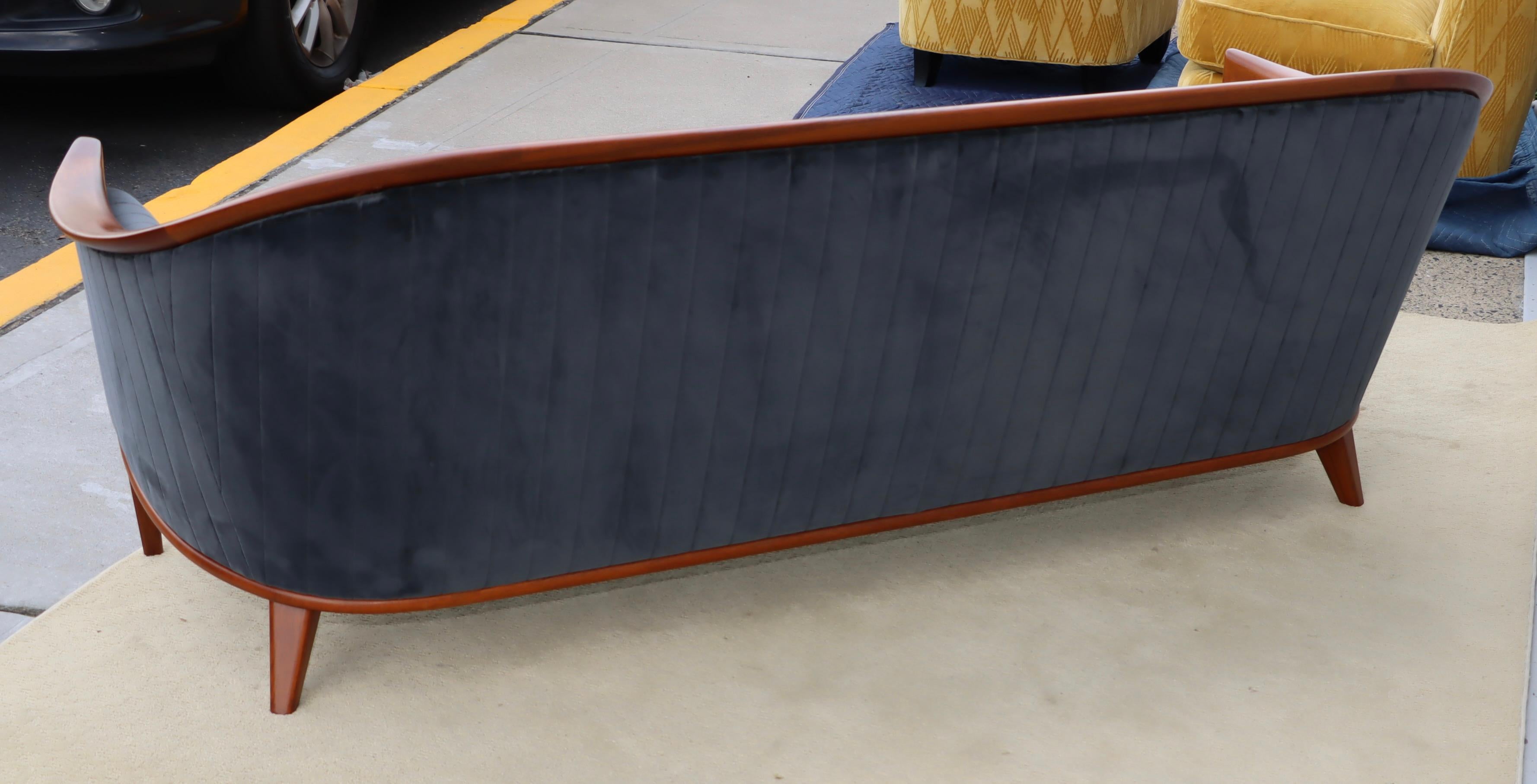 1960's Danish Bertil Fridhagen Teak Sofa In Velvet Upholstery For Sale 3