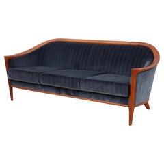 1960's Danish Bertil Fridhagen Teak Sofa In Velvet Upholstery