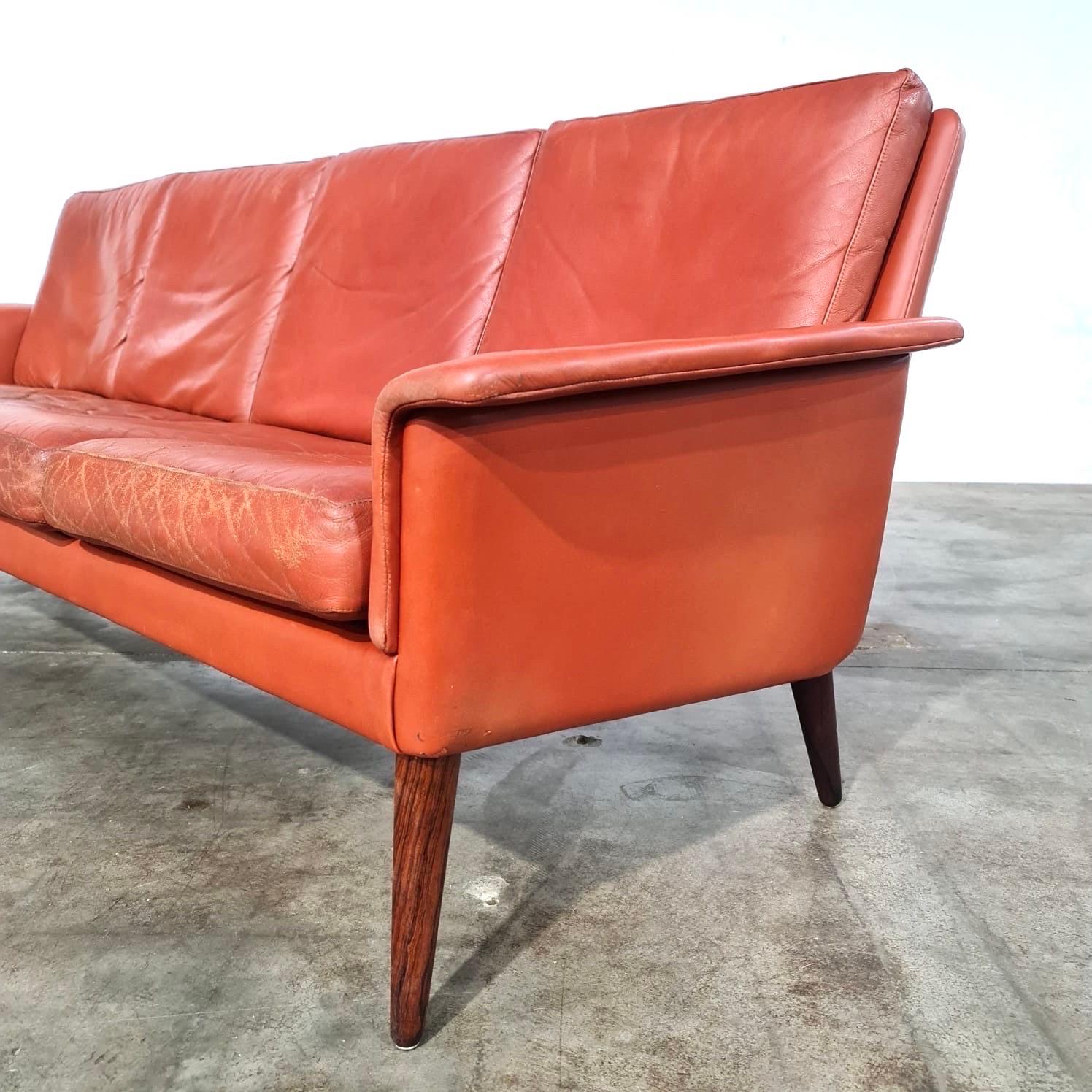 Mid-20th Century 1960's Danish Borge Mogensen Leather Sofa For Sale