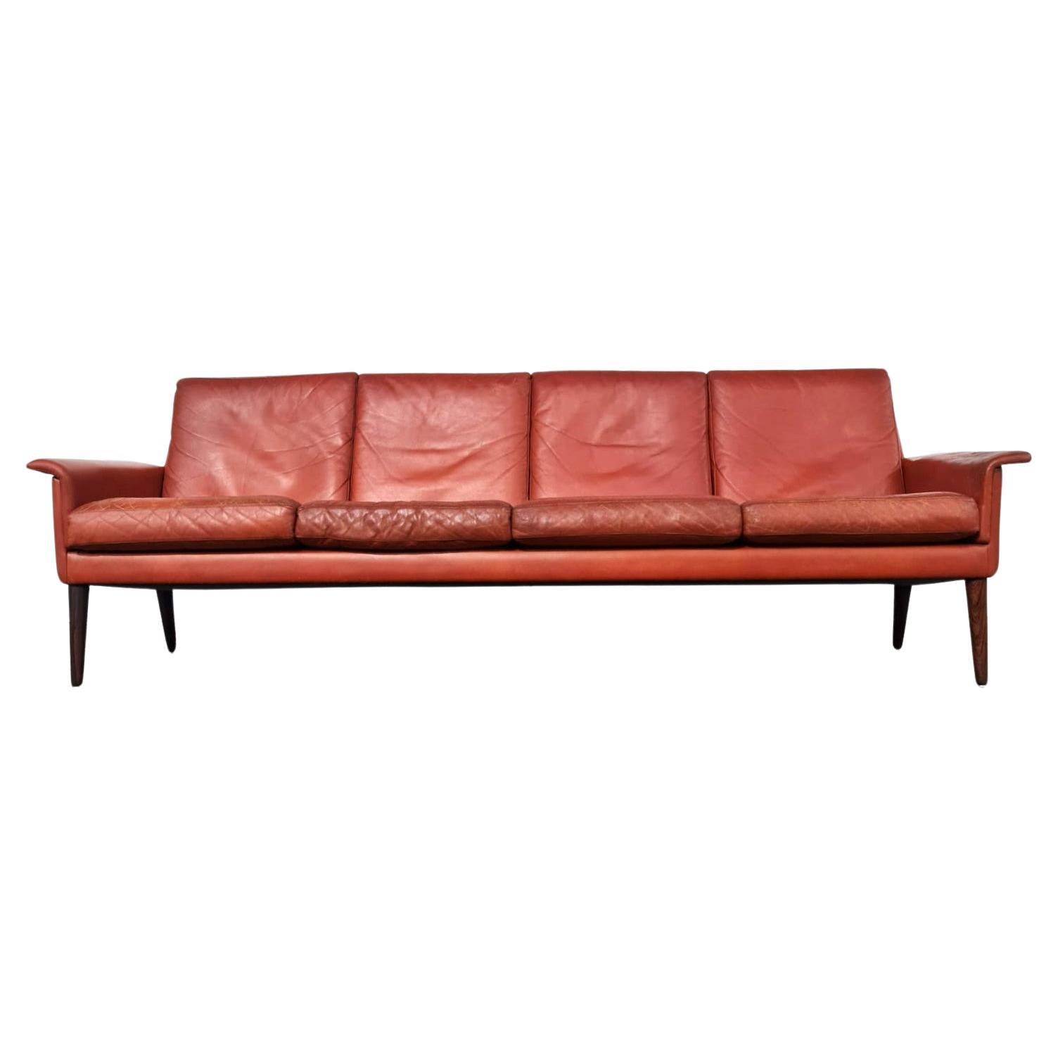 1960's Danish Borge Mogensen Leather Sofa For Sale