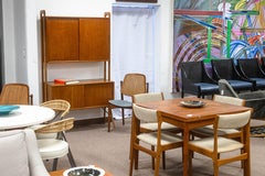 1960s Danish Borge Morgensen Swivel Top Game Table & 4 Johannes Andersen Chairs