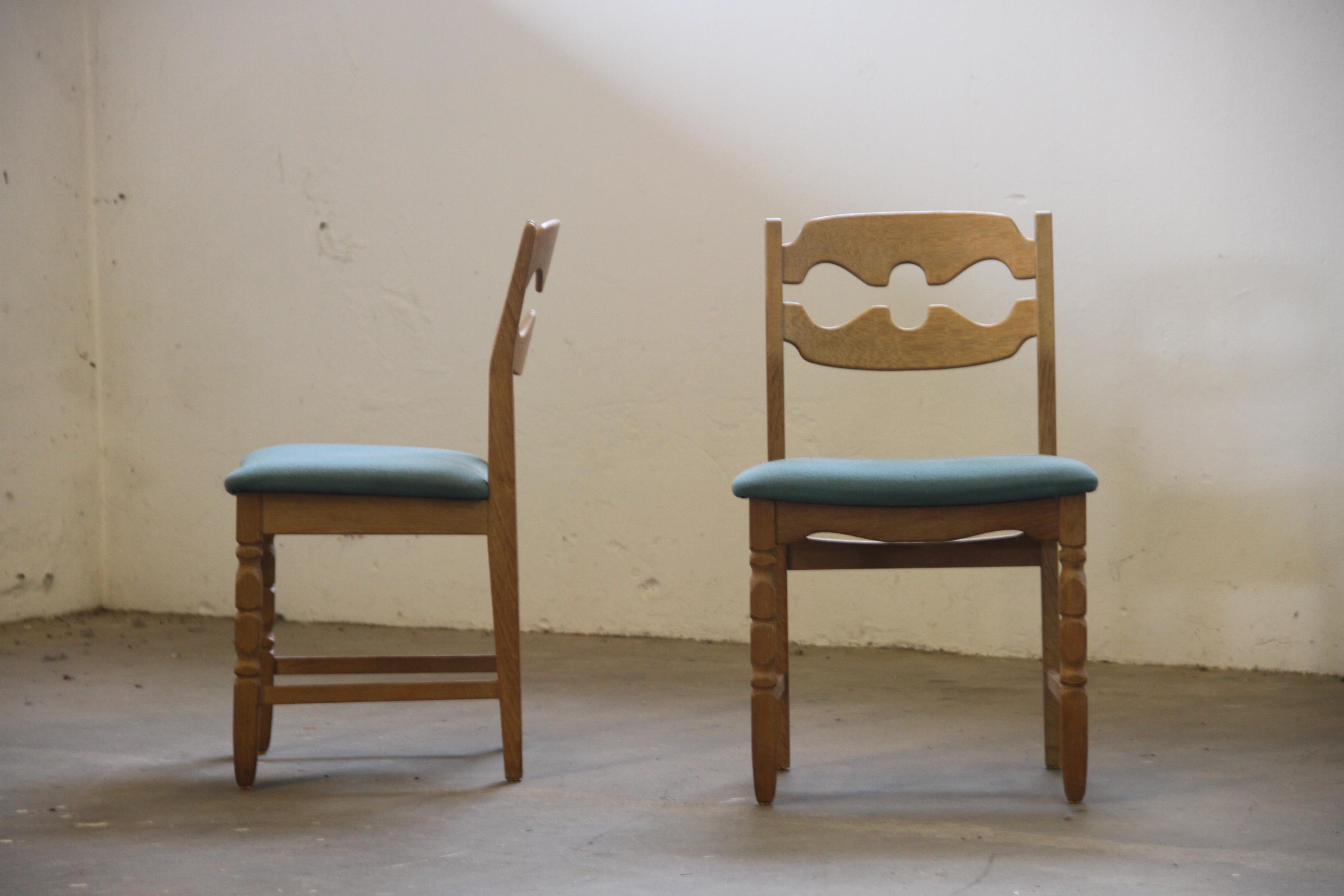 1960s Danish Brutalist Oak Razorblade Dining Chairs attr, to Henning Kjærnulf in vendita 5