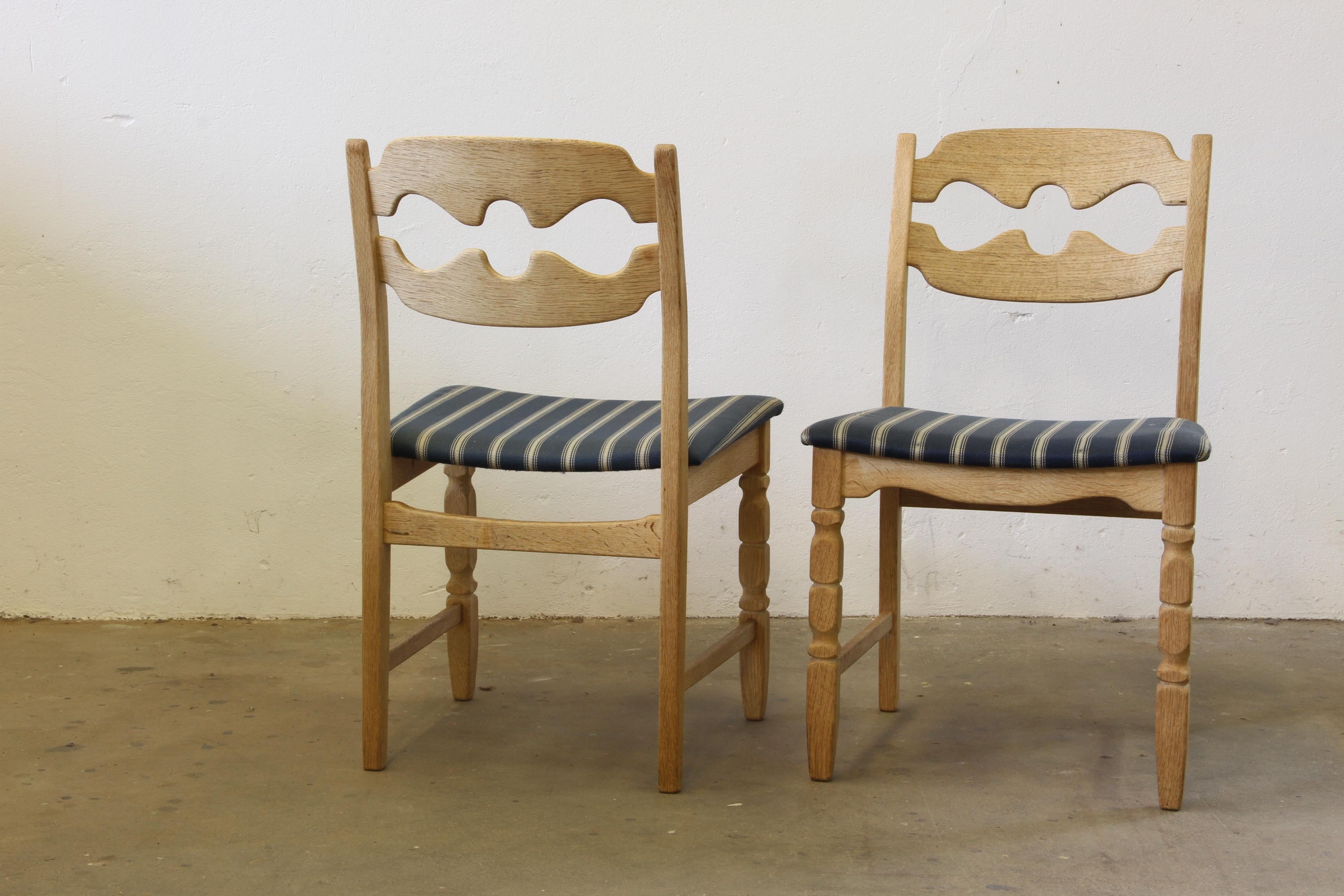 1960s Danish Brutalist Oak Razorblade Dining Chairs by Henning Kjærnulf For Sale 8