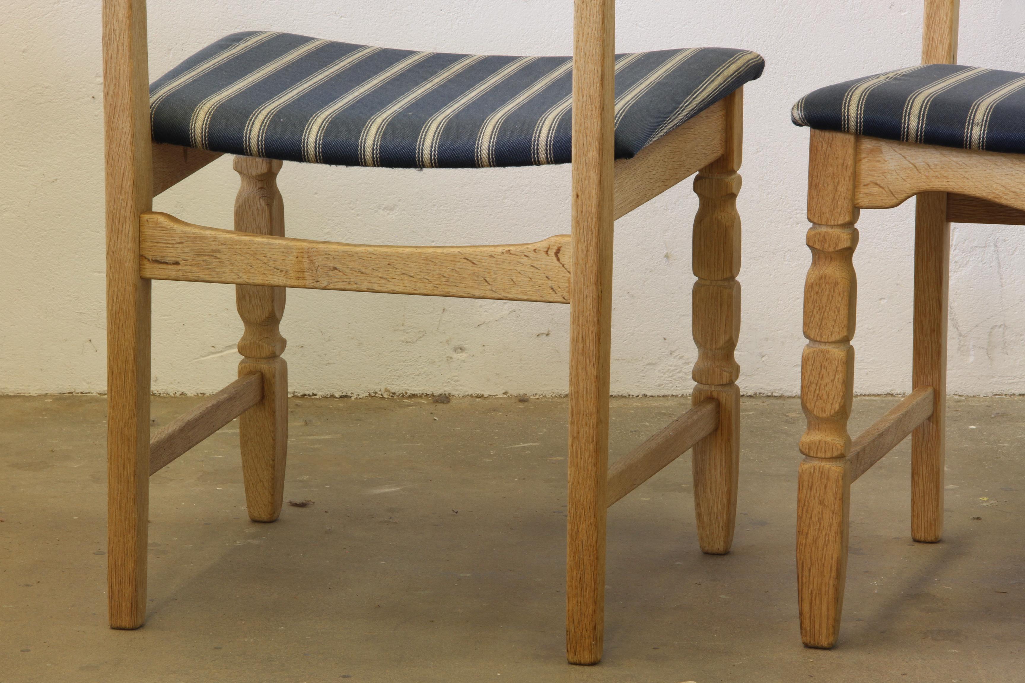 1960s Danish Brutalist Oak Razorblade Dining Chairs by Henning Kjærnulf For Sale 9