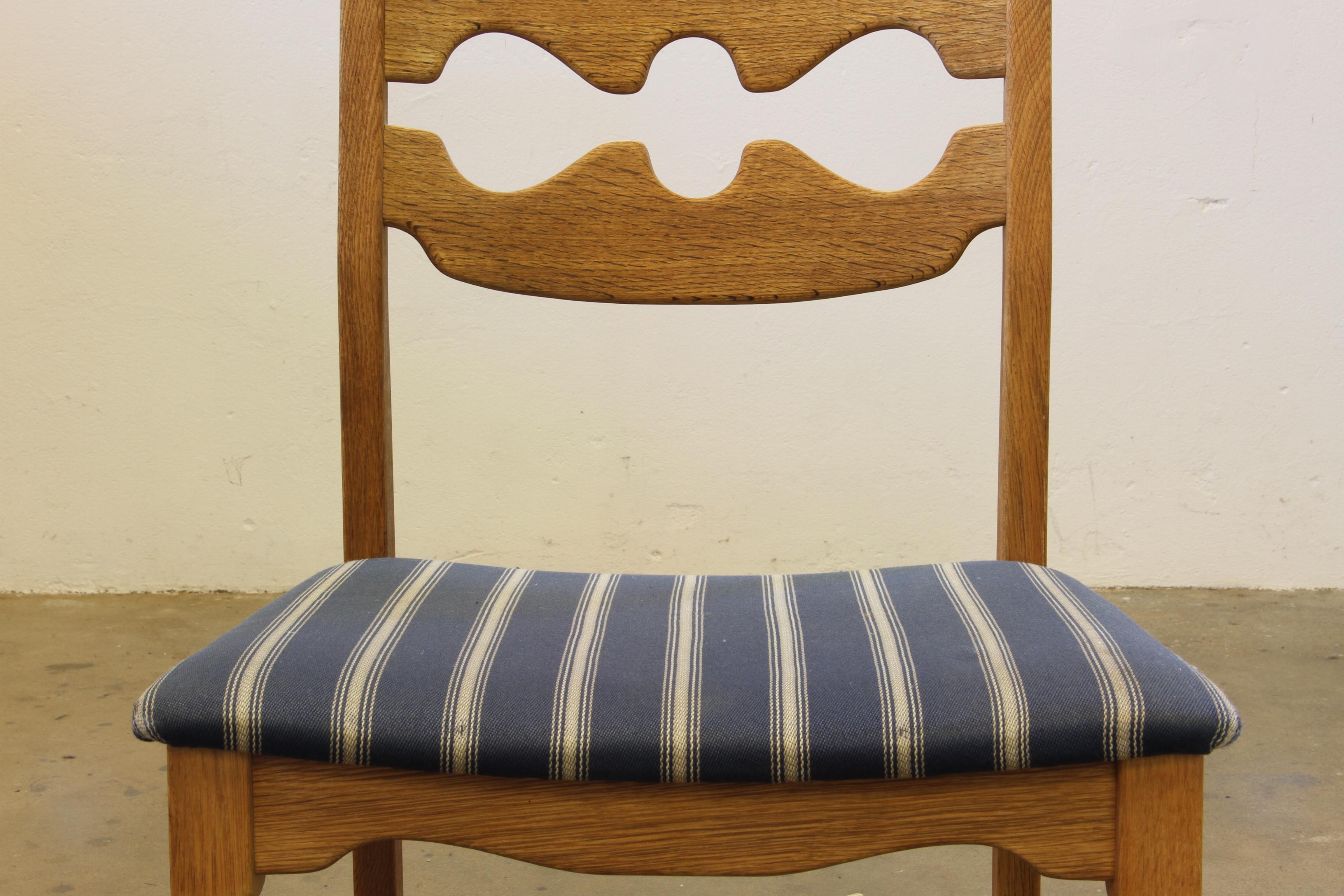 1960s Danish Brutalist Oak Razorblade Dining Chairs by Henning Kjærnulf For Sale 9