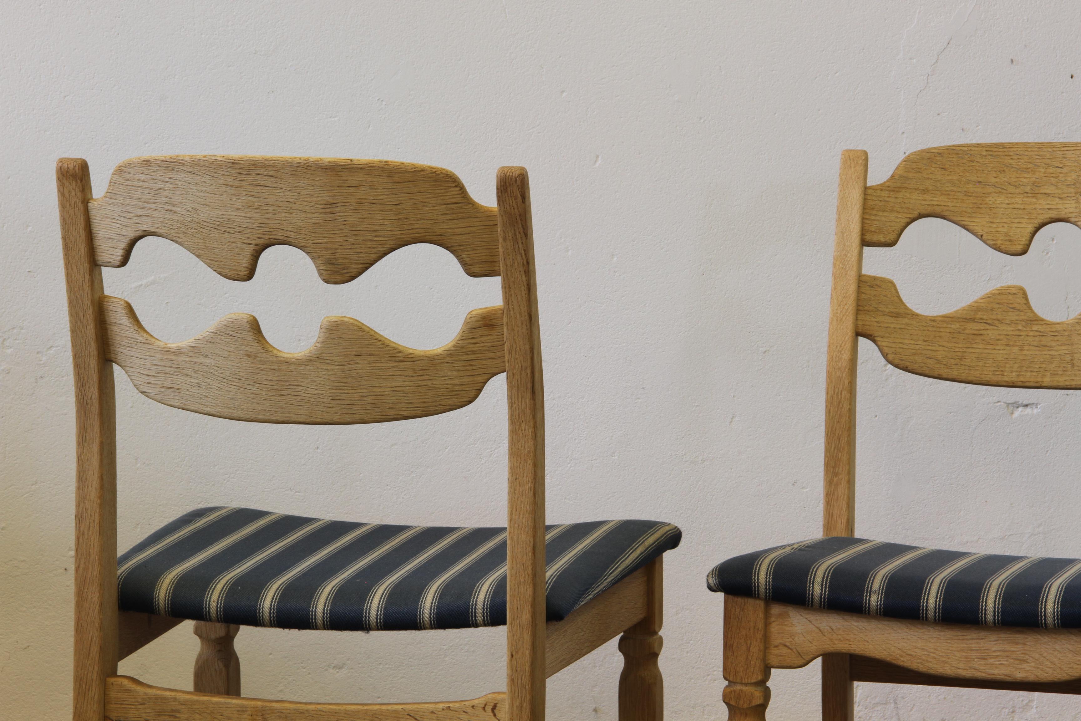 1960s Danish Brutalist Oak Razorblade Dining Chairs by Henning Kjærnulf For Sale 10