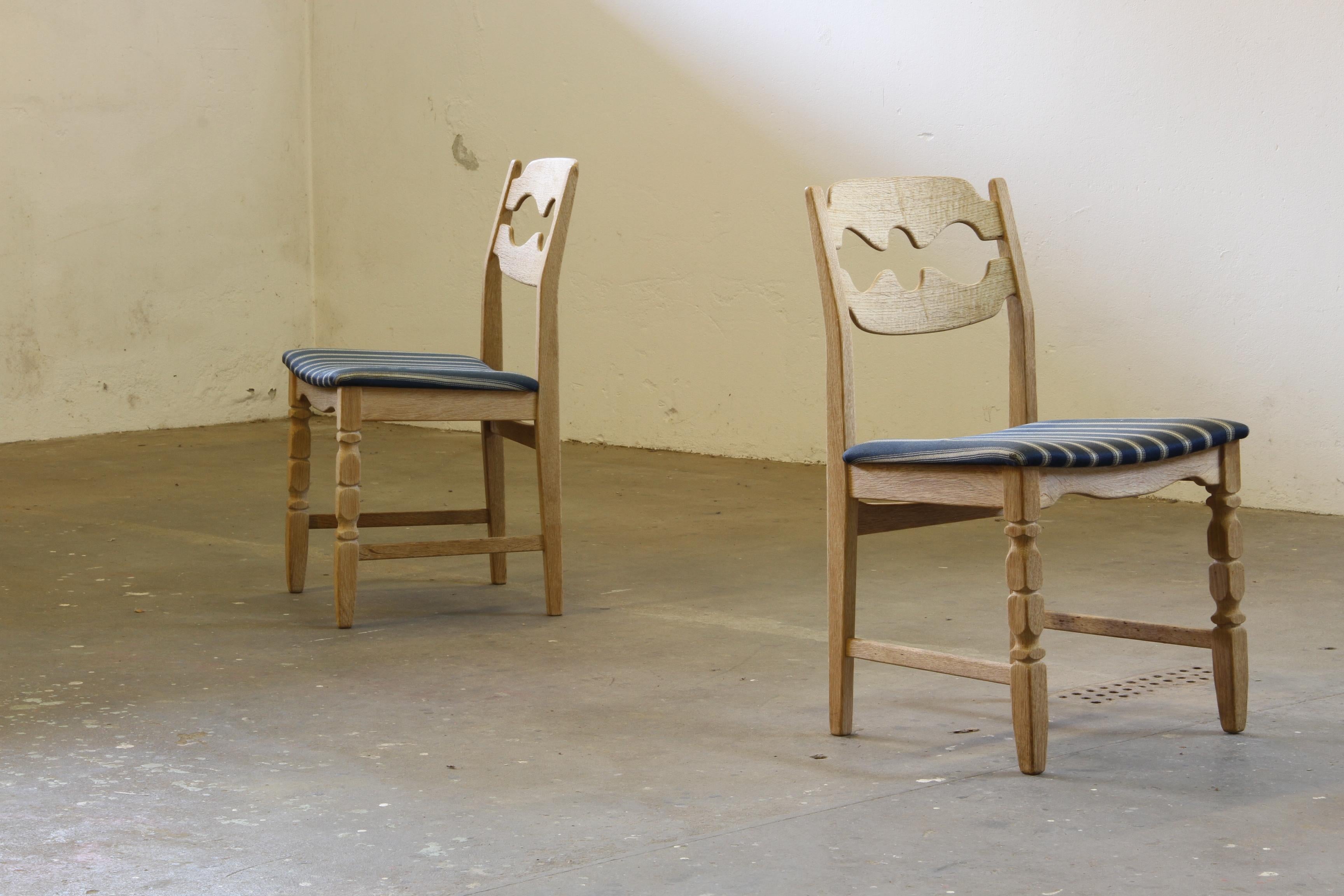 1960s Danish Brutalist Oak Razorblade Dining Chairs by Henning Kjærnulf For Sale 13