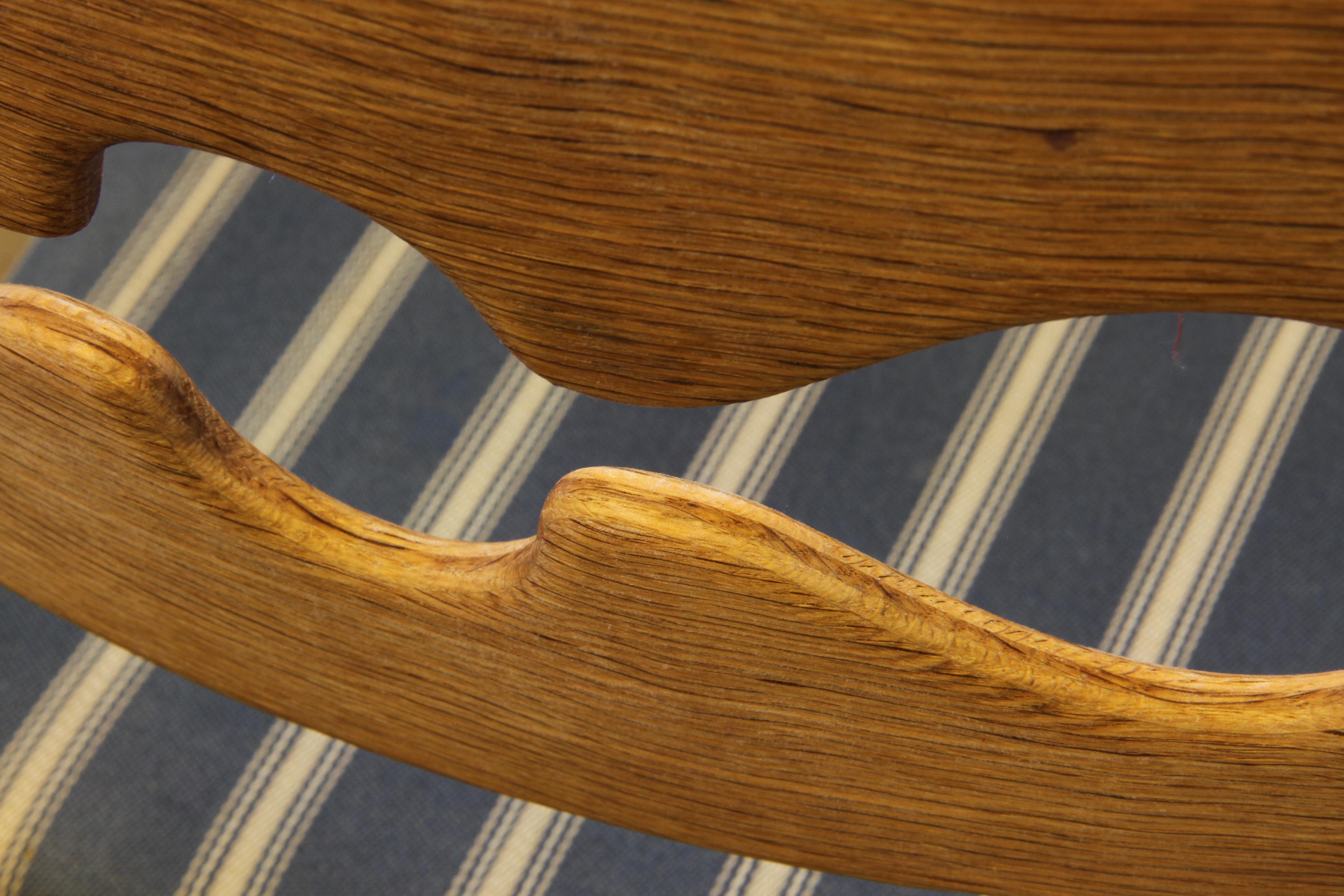 1960s Danish Brutalist Oak Razorblade Dining Chairs by Henning Kjærnulf For Sale 13