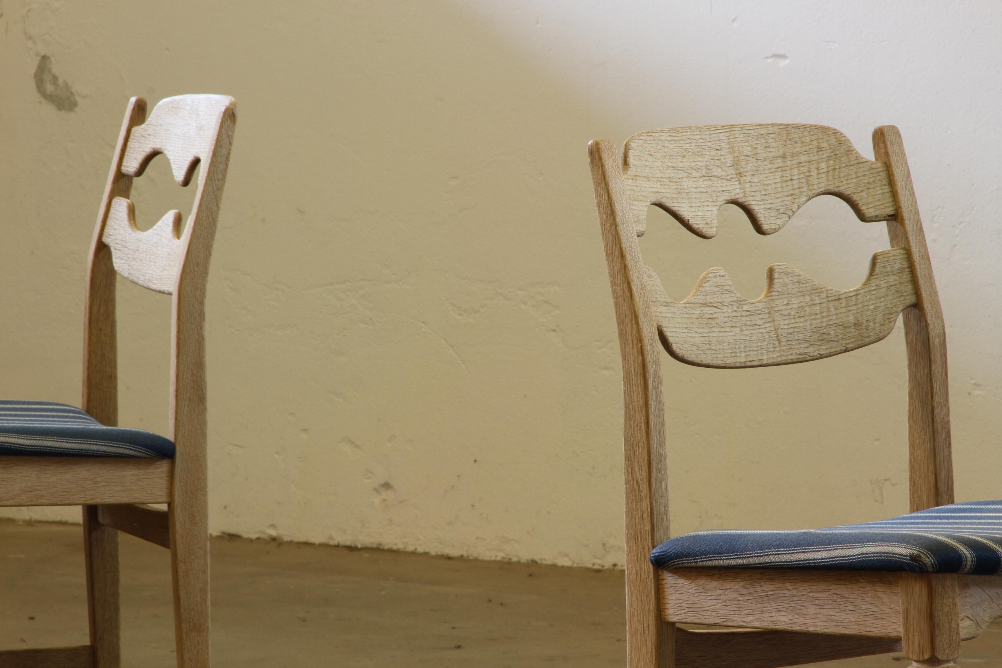 1960s Danish Brutalist Oak Razorblade Dining Chairs by Henning Kjærnulf For Sale 14