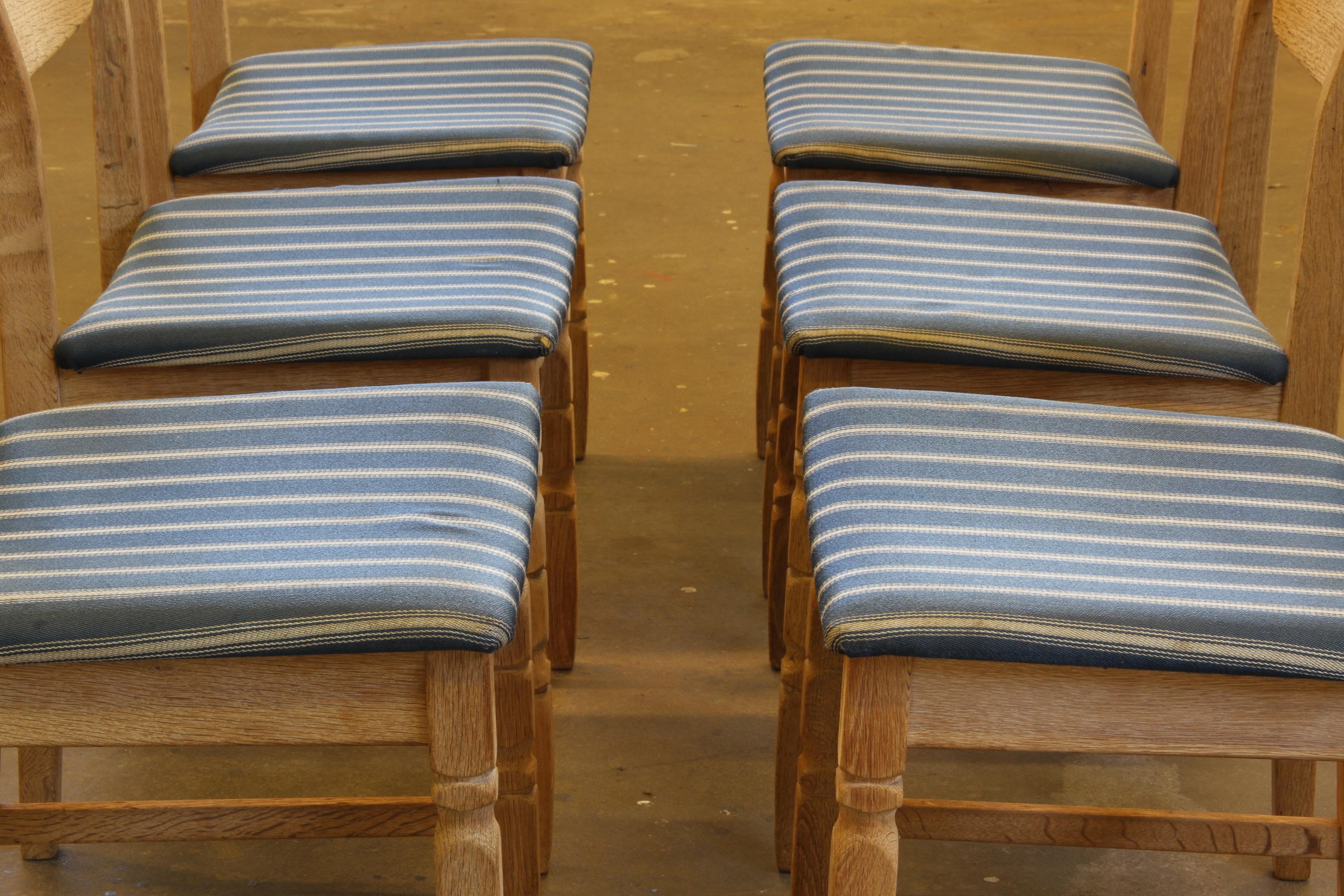1960s Danish Brutalist Oak Razorblade Dining Chairs by Henning Kjærnulf For Sale 2